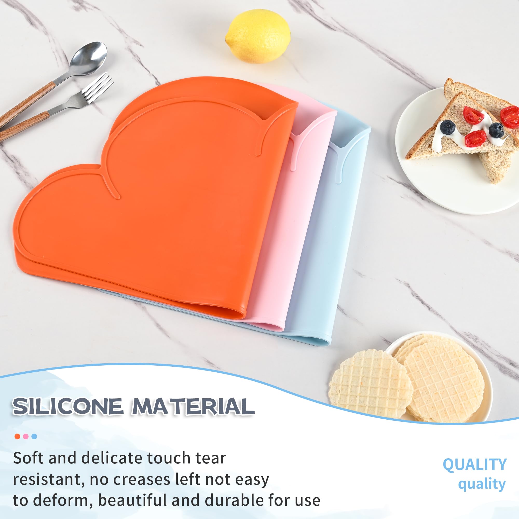 Non-Slip Silicone Placemats Set of 3 - Cloud Shaped BPA-Free Table Mats with Raised Edges | Easy Clean & Roll Up | Perfect for Dining Tables, Restaurants, Picnics & Travel | Waterproof & Reusable Home Decor
