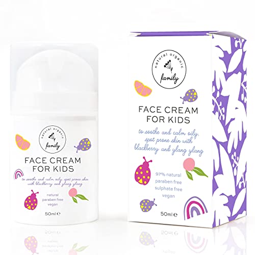 Gentle Face Cream for Kids & Teens - Moisturizer for Normal to Oily Skin | Natural Acne Treatment with Blackberry & Ylang | Vegan, Paraben & Sulfate Free | Nourishing & Calming Skincare | Made in UK | Perfect for Daily Use & Sensitive Skin Care Routine