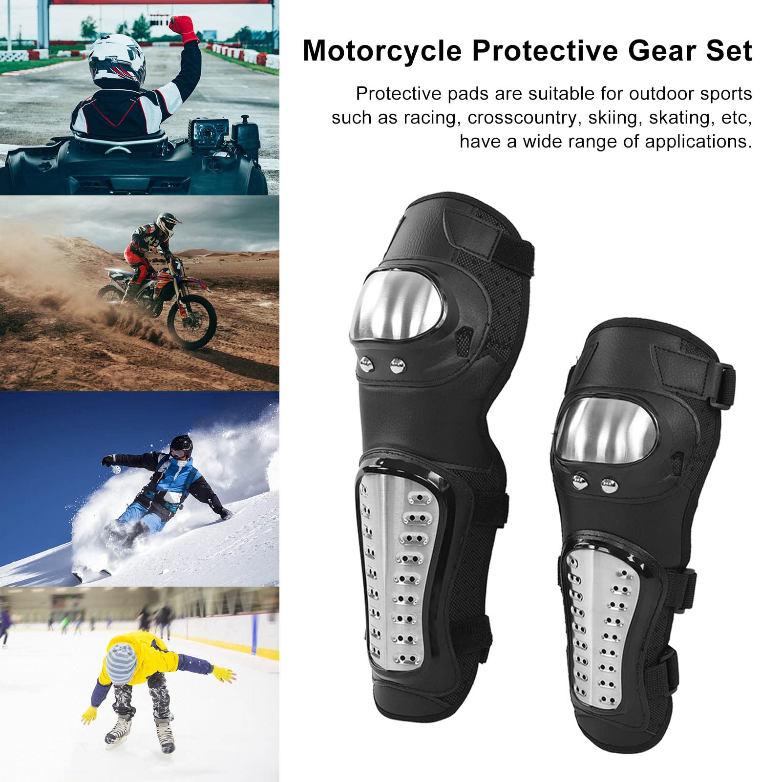 Motorcycle Knee & Elbow Pads - Breathable Protective Gear for MTB, ATV, Motocross Riding