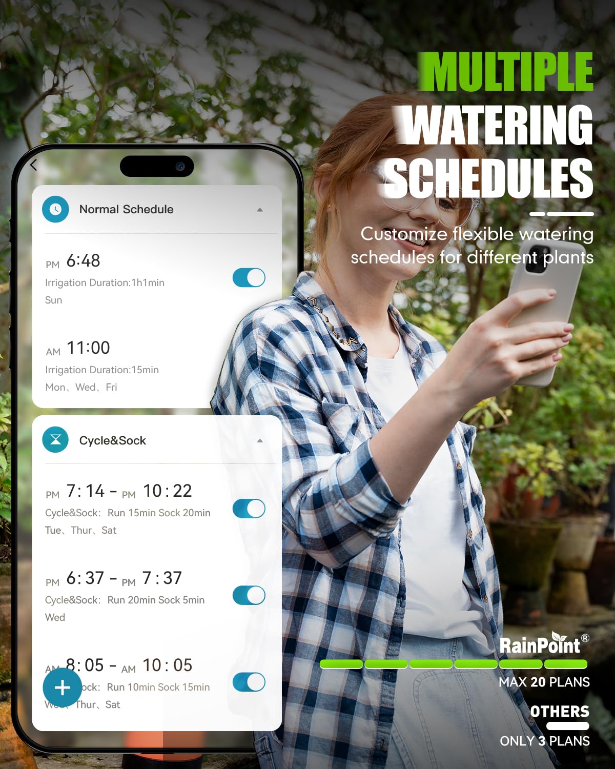 RAINPOINT Smart Bluetooth Garden Hose Timer with Brass Inlet - App Controlled Water Timer for Sprinklers with Rain Delay, Manual & Auto Modes - Perfect for Lawn, Garden & Outdoor Plant Watering