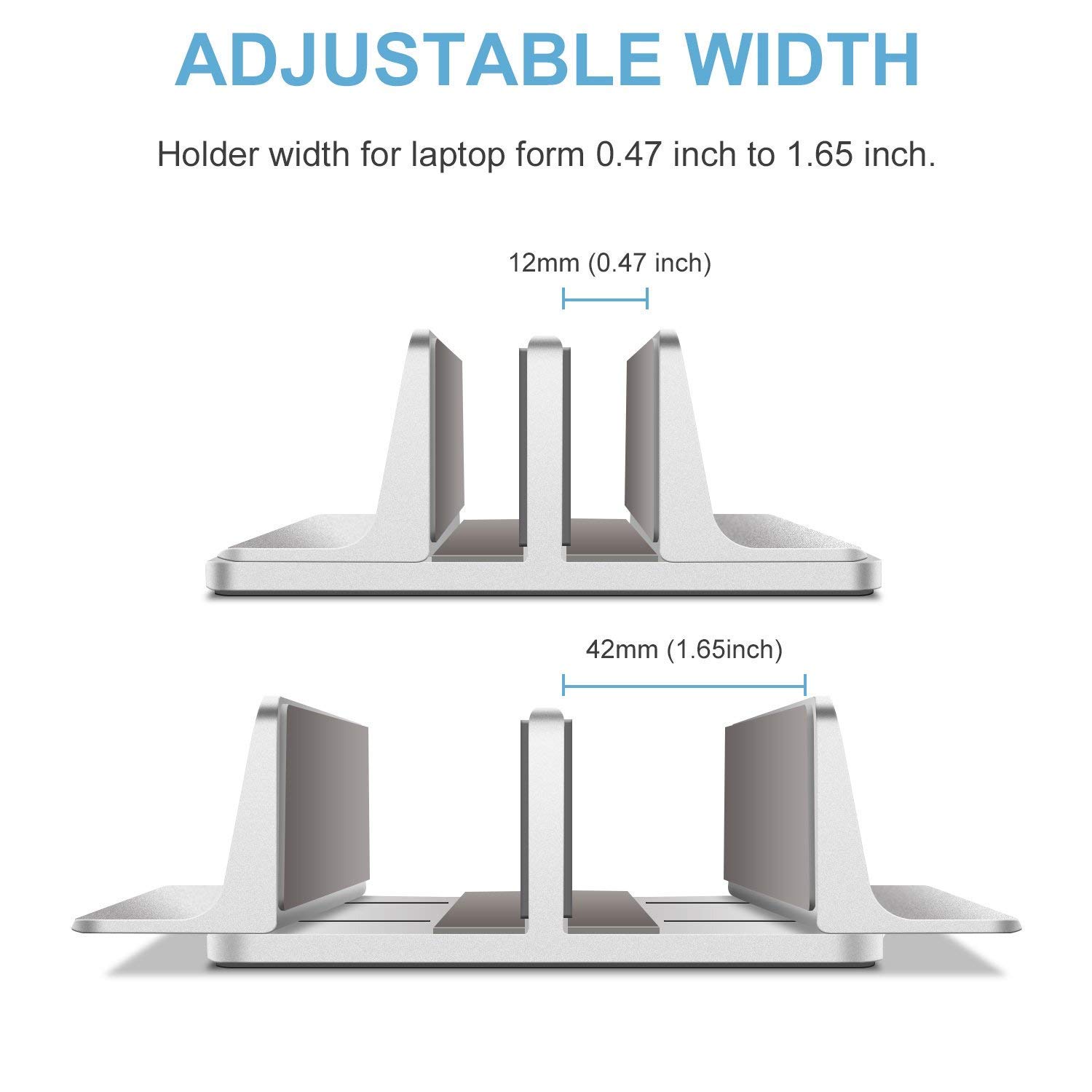 JARLINK Vertical Laptop Stand with Docking Station - Adjustable Double Desktop Stand Holder for Laptop (Up to 17.3