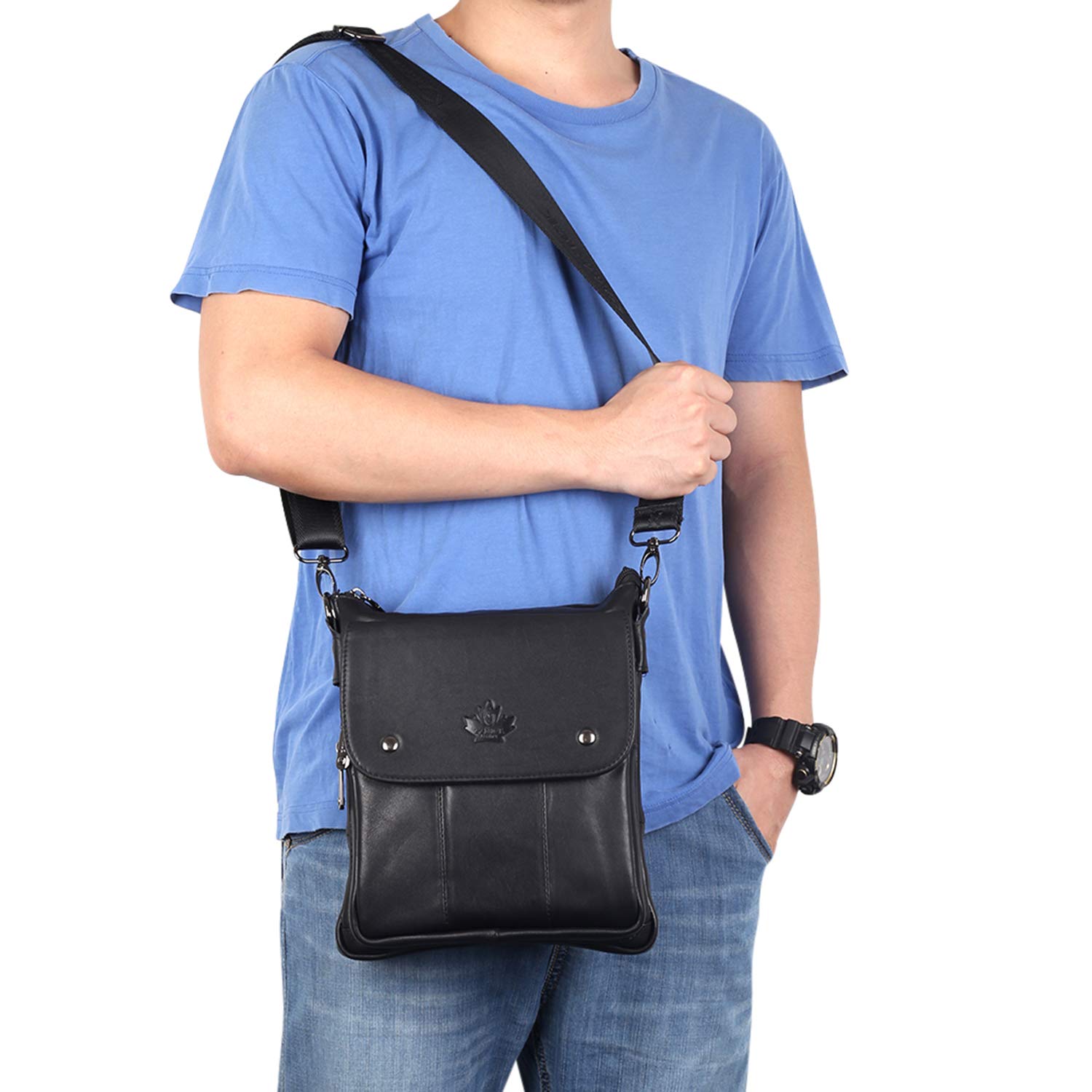 Premium Genuine Leather Messenger Bag for Men & Women - Stylish Crossbody Sling Shoulder Bag - Perfect for Travel, Work & Business Meetings (Office, Commute, Weekend Getaways)