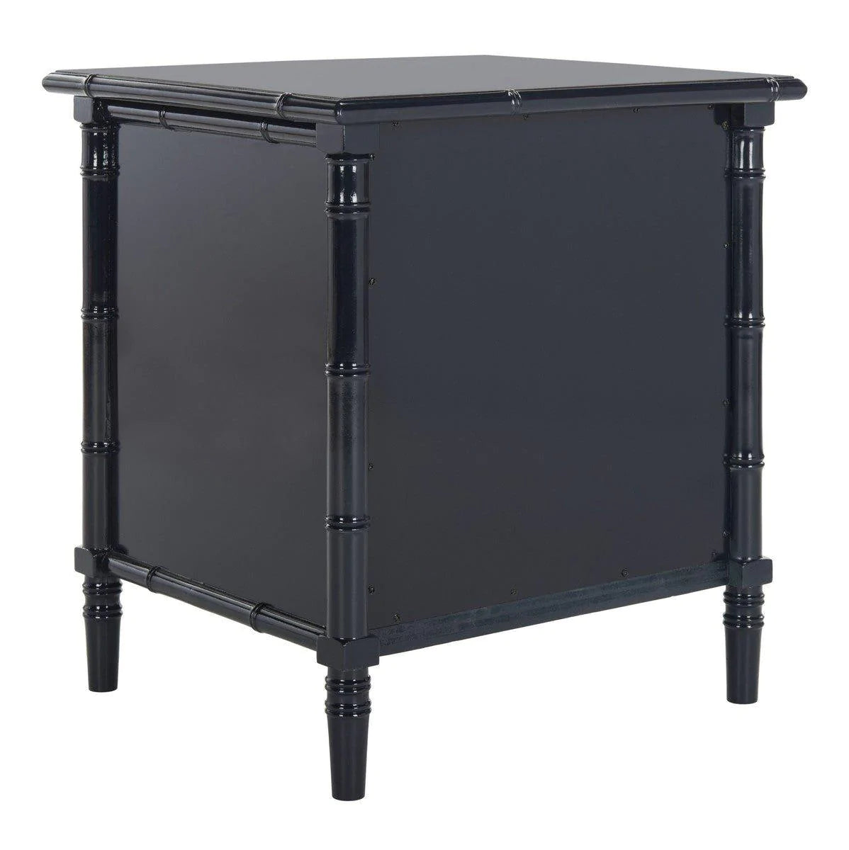 Coastal Three Drawer Bamboo Nightstand - Navy Blue Bedside Table for Bedroom | Rustic Beach House Decor & Bedside Storage Solution