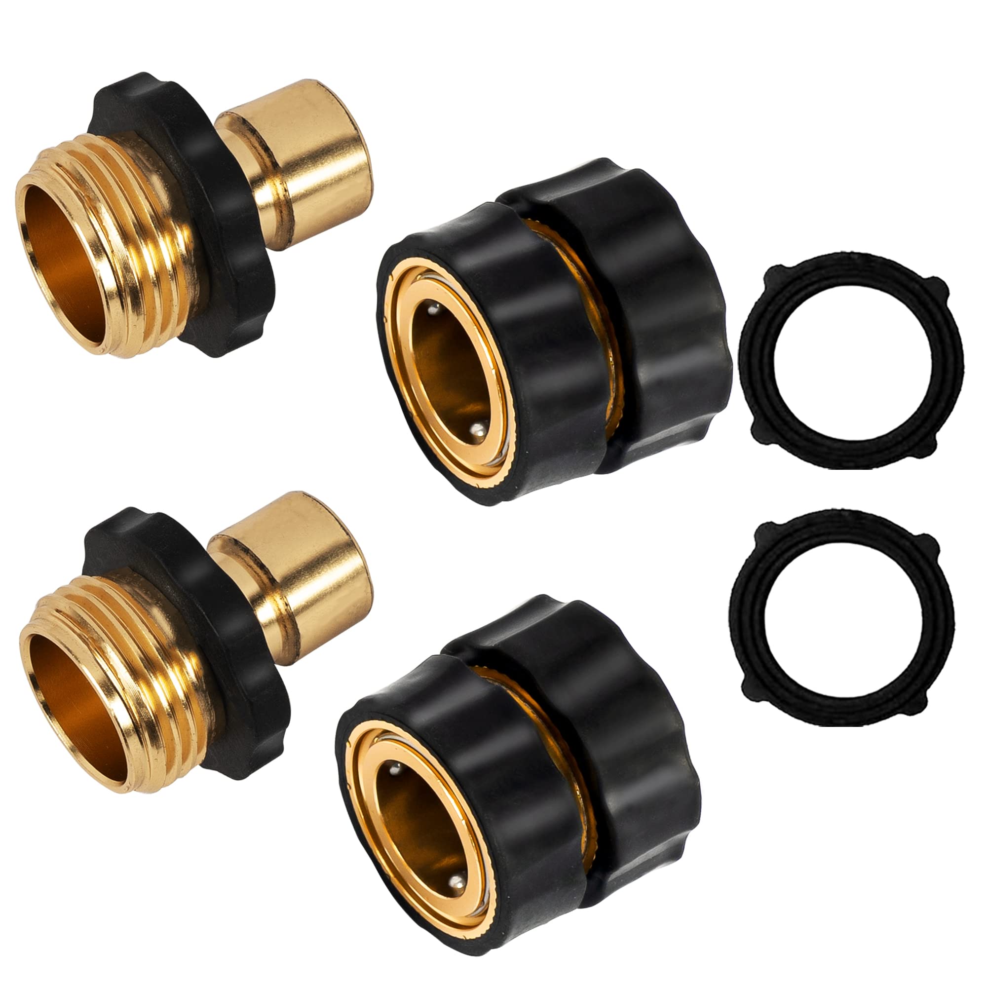 Xiny Tool 3/4 Inch Garden Hose Quick Connect Set - Male & Female Water Quick Release Connectors for Easy Irrigation, Car Washing & Outdoor Watering (2-Pack)