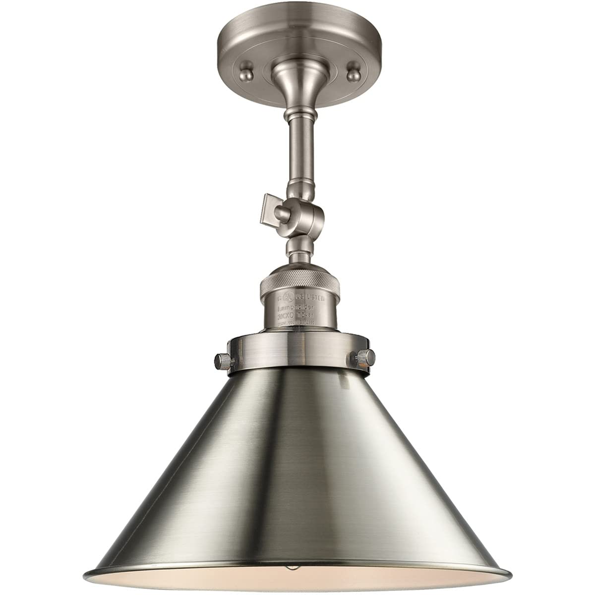 Innovations 201F-SN-M10-SN-LED Brushed Satin Nickel LED Semi-Flush Mount Ceiling Light - Perfect for Bedroom, Hallway, Kitchen and Indoor Lighting