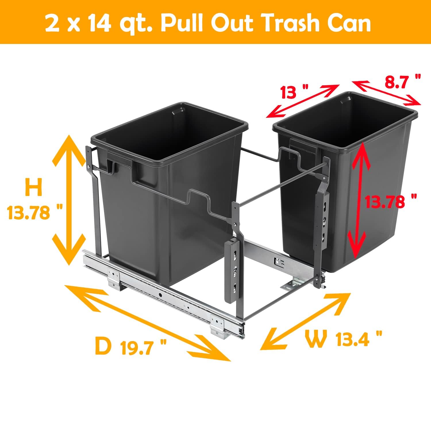 28 Quart Pull Out Trash Can Under Cabinet - Dual Compartment Kitchen Waste Bin for Under Sink Organization | Perfect for Small Kitchens & Recycling Sorting