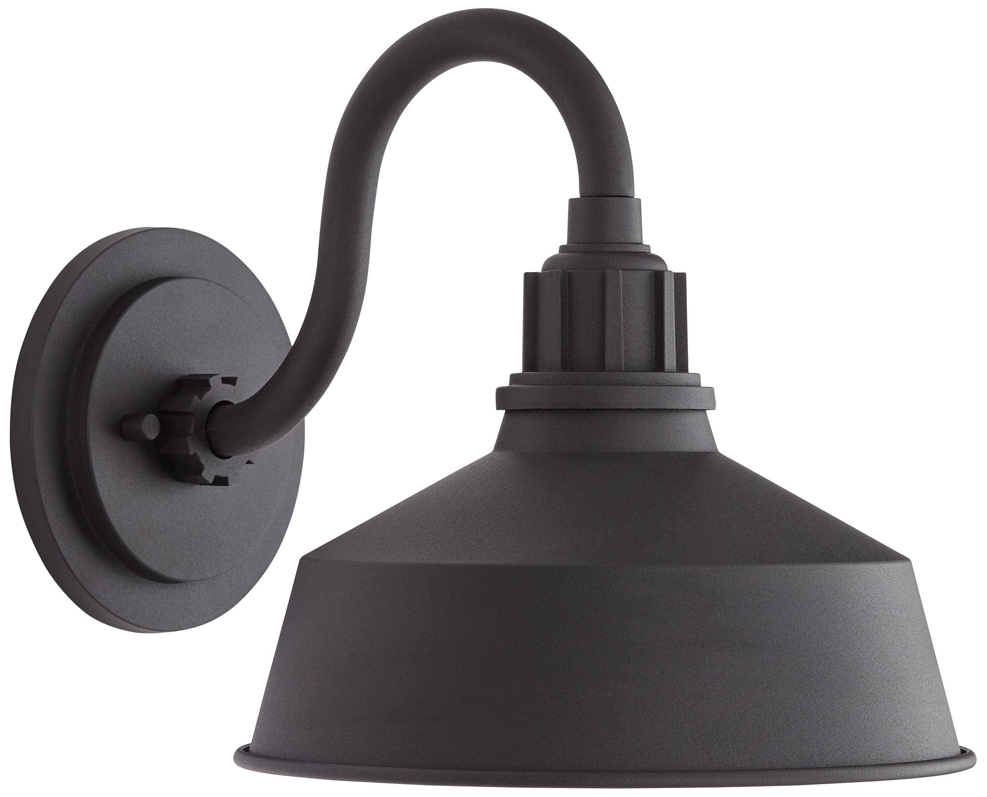 Franklin Iron Works Arnett Rustic Industrial Farmhouse Outdoor Barn Light Fixture - Black Gooseneck Wall Sconce, 10.5
