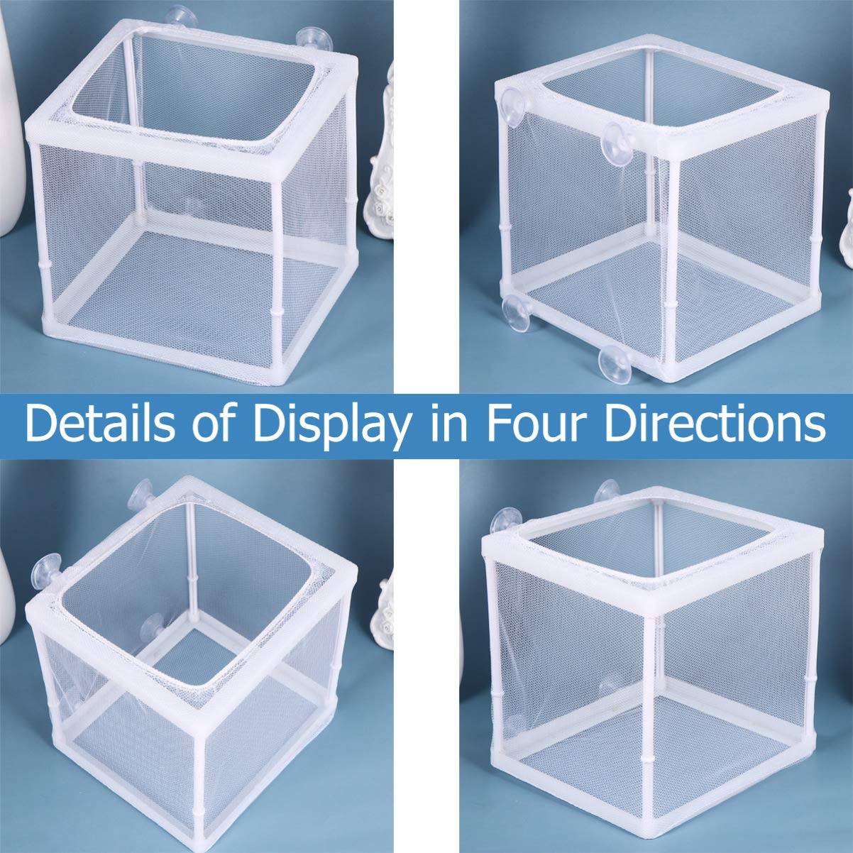 Balacoo S Fish Tank 2PCS Aquarium Breeding Box - Hatching Incubator with Water Separation Net, Floating Isolation Container for Fish Fry, Shrimp & Betta - Perfect for Aquarium Breeding, Nursery & Tank Separation (White, Size S)