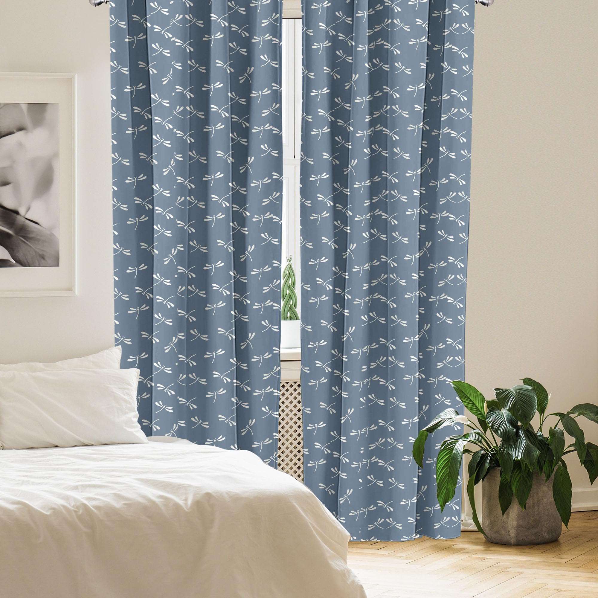 Ambesonne Dragonfly Curtains - Tropical Wildlife Japanese Style Window Panels (28