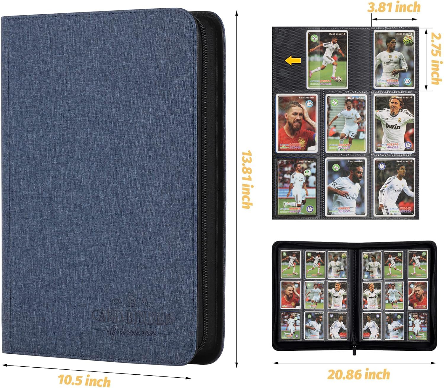 Premium Foalgo Trading Card Binder - 540 Side Loading Pocket Card Collection Album for TCG, MTG, Pokemon, Baseball & Yugioh Cards (Blue) - Perfect for Gaming Tournaments, Collectors & Card Storage Organization