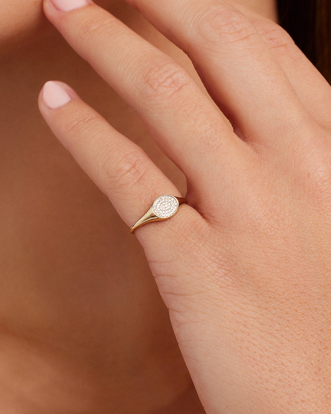 Exquisite Diamond Pavé Signet Ring for Men & Women - 14K Gold or Sterling Silver - Elegant Personalized Jewelry Gift for Weddings, Anniversaries & Special Occasions