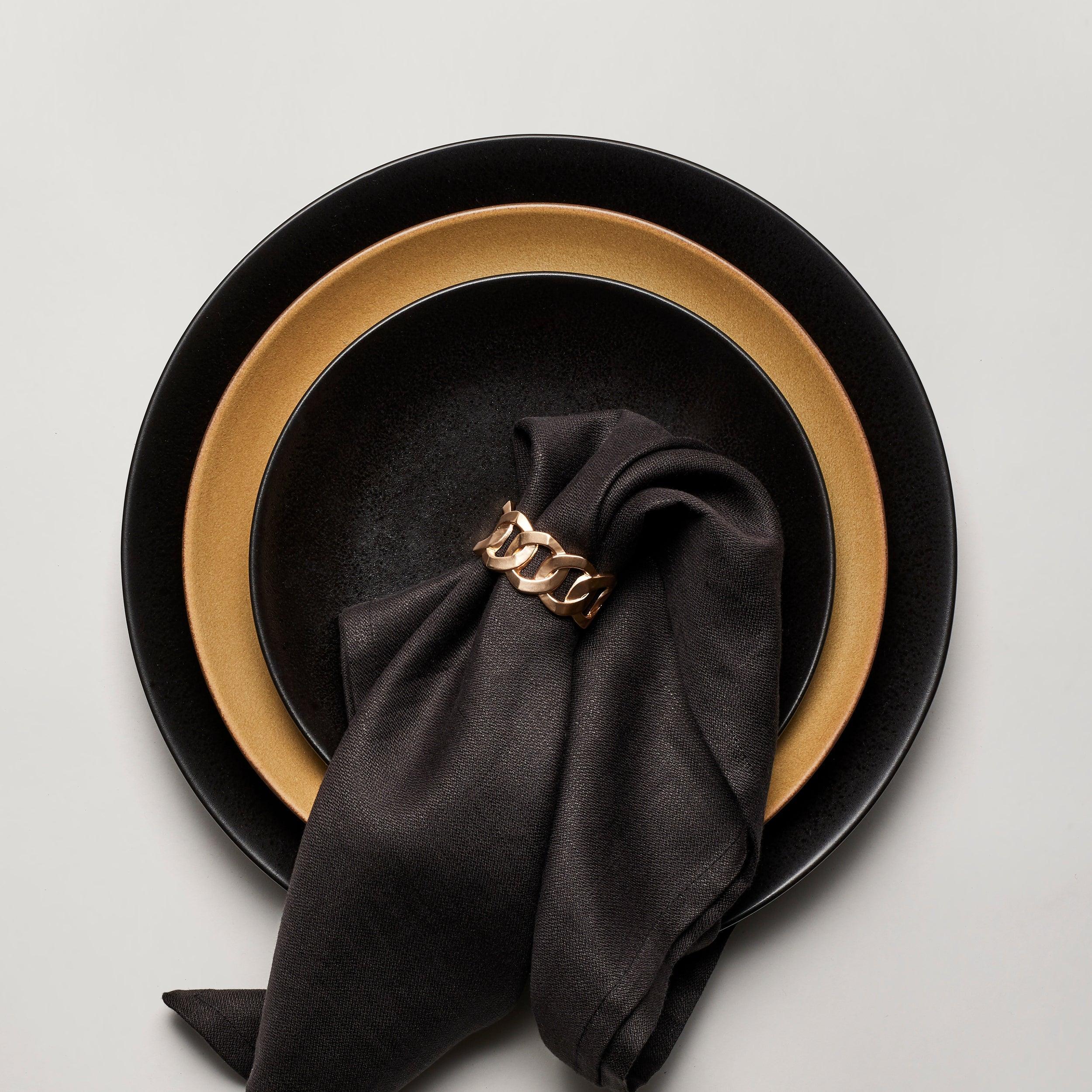 Premium Black Linen Sateen Napkins Set of 4 - Soft & Elegant Dinner Napkins for Formal Dining, Wedding, and Holiday Table Settings