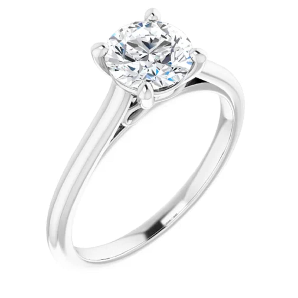 10K Solid White Gold Handmade Engagement Ring - 1 CT Round Cut Moissanite Diamond Solitaire Wedding Band for Women - Perfect for Proposals, Anniversaries & Bridal Jewelry Gifts