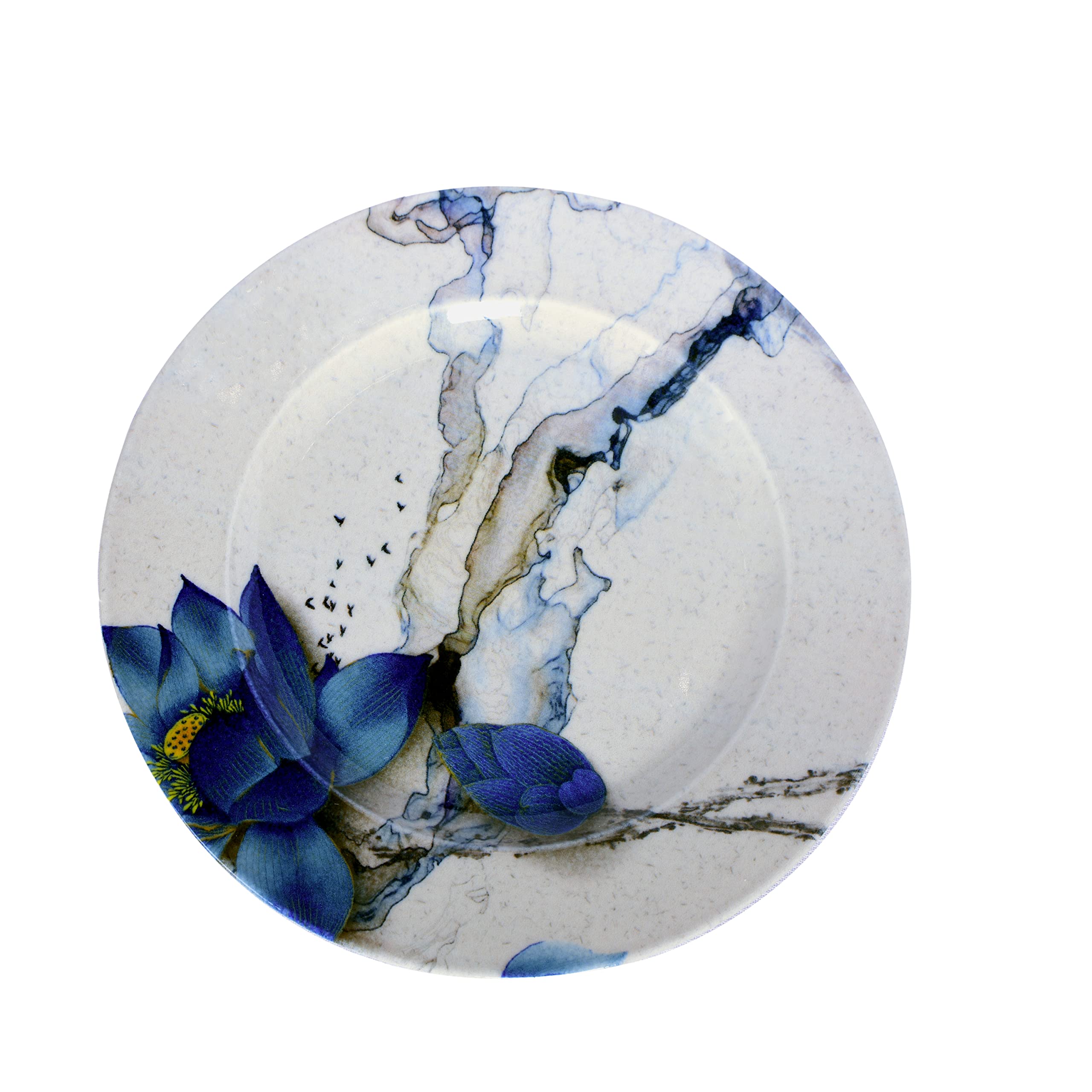 Premium Handmade Porcelain Dinnerware Set - 6 Dinner Plates, 6 Salad Plates - Blue Clouds Design (7.4 Inch) - Elegant Table Setting for Christmas, Thanksgiving & Special Occasions