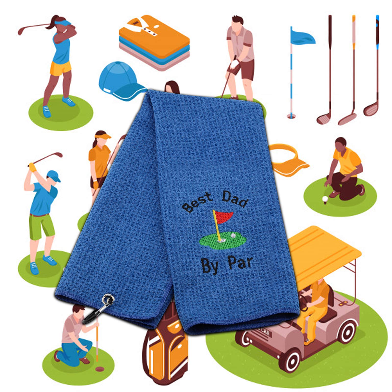 Best Dad Golf Towel with Clip - Personalized Embroidered Golf Gift for Father's Day, Birthday & Retirement - Perfect for Golf Courses, Driving Range & Clubhouse Use