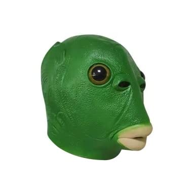 Green Fish Head Mask - Latex Halloween Costume for Adults & Cosplay Parties