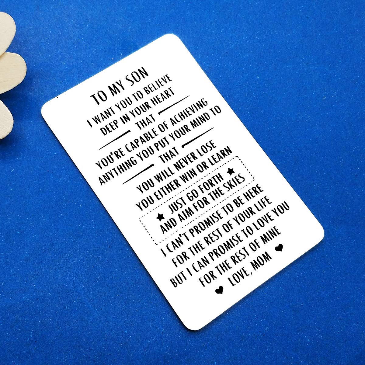To My Son Inspirational Gifts - Motivational Engraved Metal Wallet Inserts, Encouragement Cards for Birthday, Christmas, Graduation - Perfect for Daily Reminders & Special Occasions