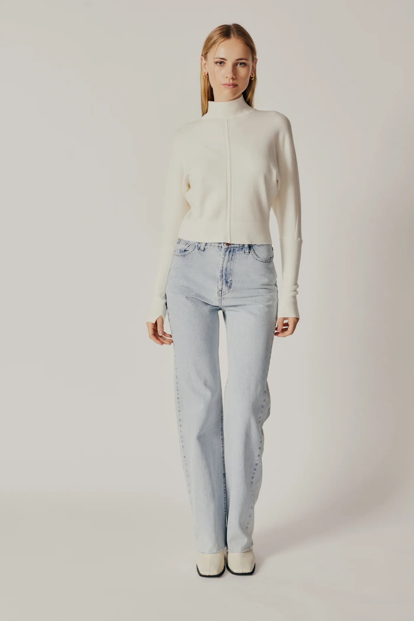 Campanula Turtleneck Sweater for Women - Soft Ecru Knit Pullover - Perfect for Fall & Winter Layering, Office Wear & Casual Outfits