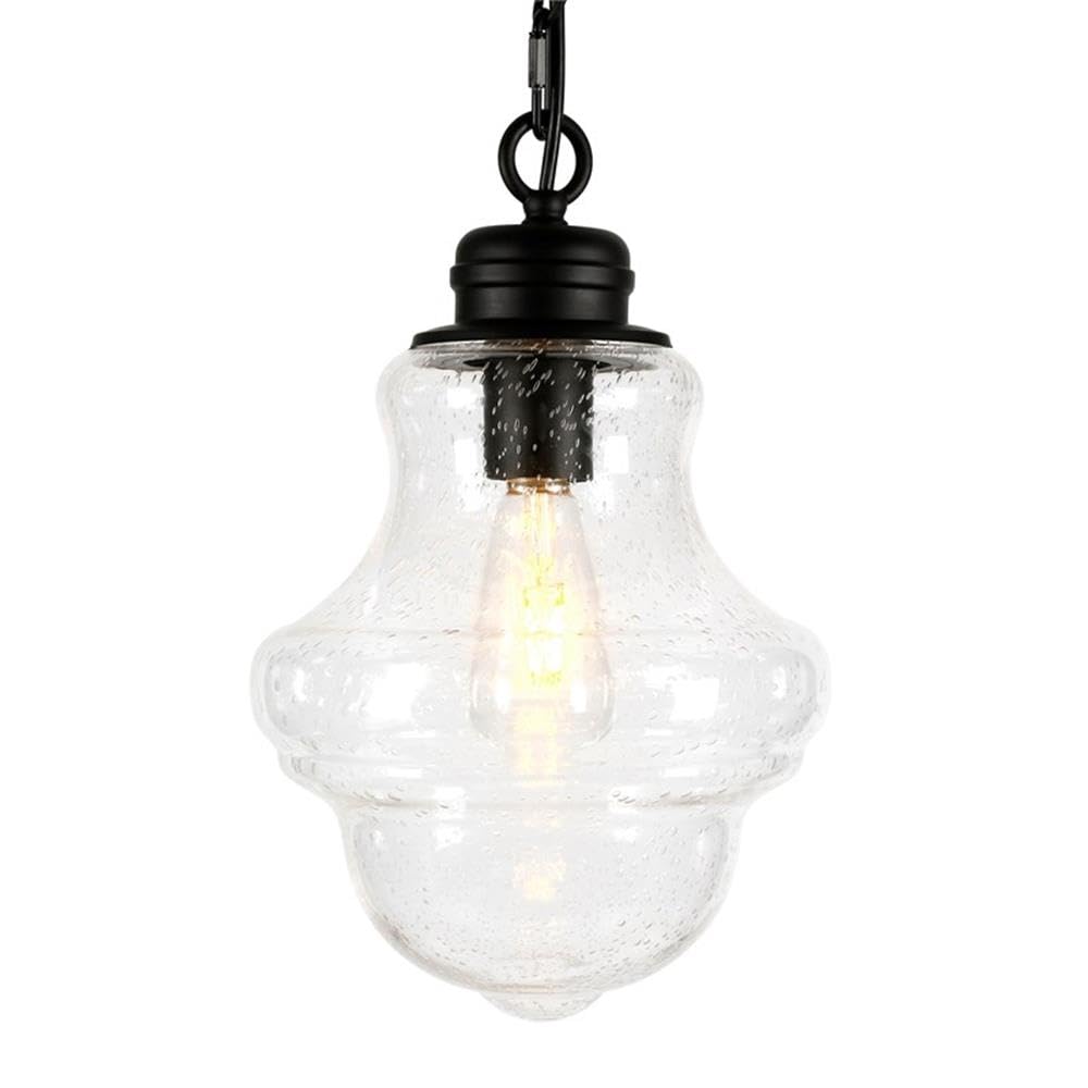 Henn&Hart 9 Inch Blackened Bronze Metal and Glass Pendant Light Fixture - Perfect for Dining Room, Kitchen Island, or Entryway Lighting