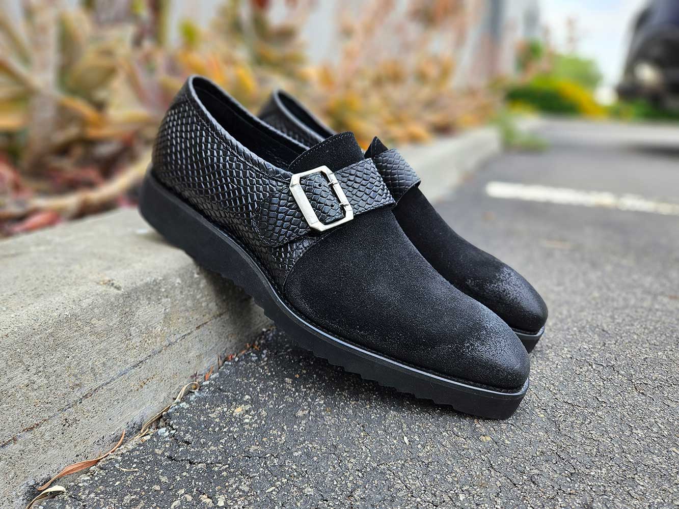 Stylish Multi Media Buckle Monkstrap Slip-On Shoes for Men - Perfect for Business Casual & Office Wear