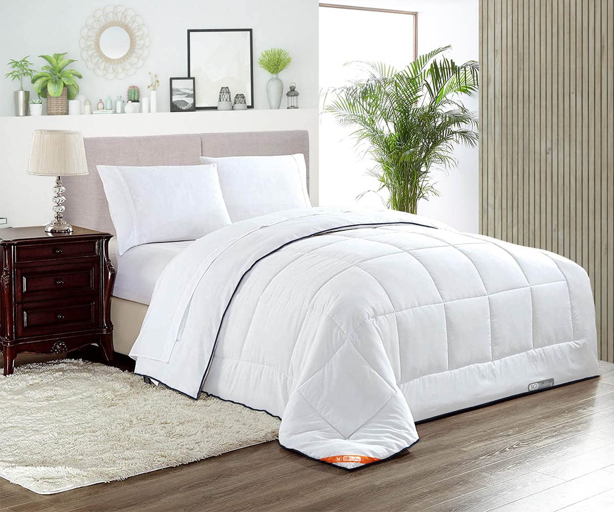 Premium King Comforter Set - 300 GSM Plush Siliconized Microfiber Fill, Box Stitched Quilted Design, Ultra Soft White Duvet Insert with Matching Pillowcases & Luxury Piping - Perfect for Master Bedroom, Guest Room or Cozy Winter Nights