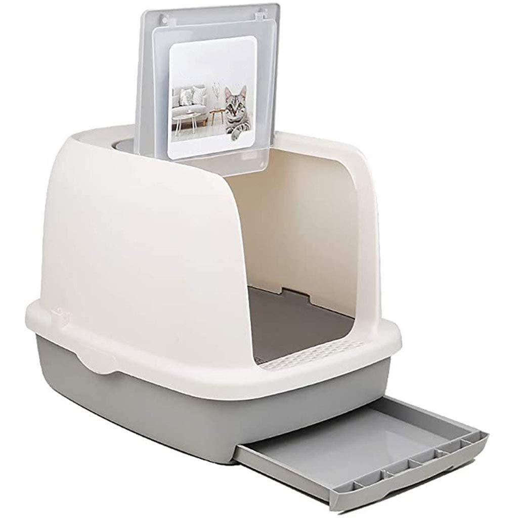 QIAOH Hidden Cat Litter Box Furniture - Enclosed Design Prevents Sand Leakage, Easy Cleanup for Multiple Cats | Perfect for Living Rooms, Bedrooms & Small Spaces