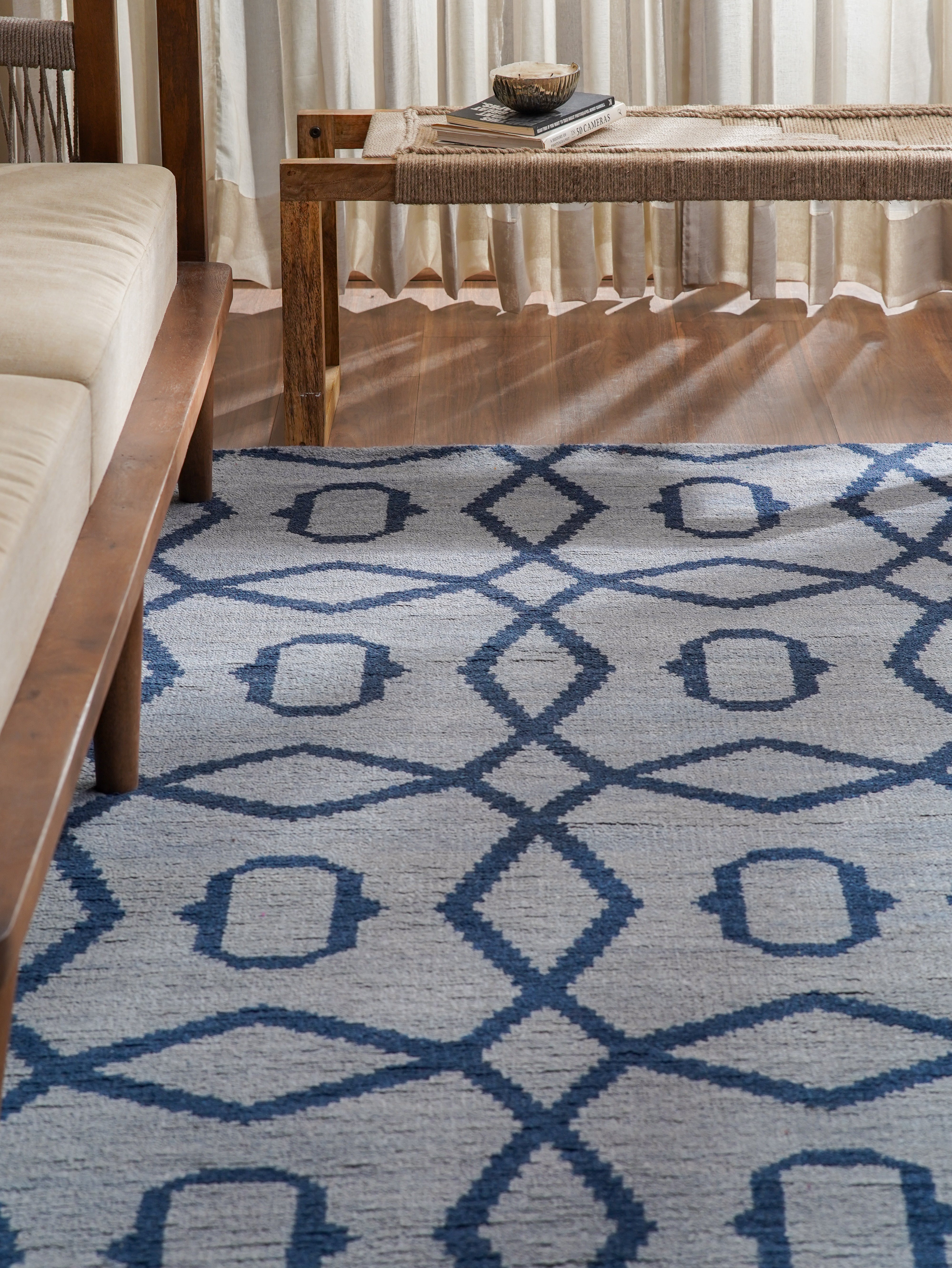 Handmade Hexagonal Hand Knotted Wool Rug - Boho Chic Home Decor for Living Room, Bedroom, or Nursery
