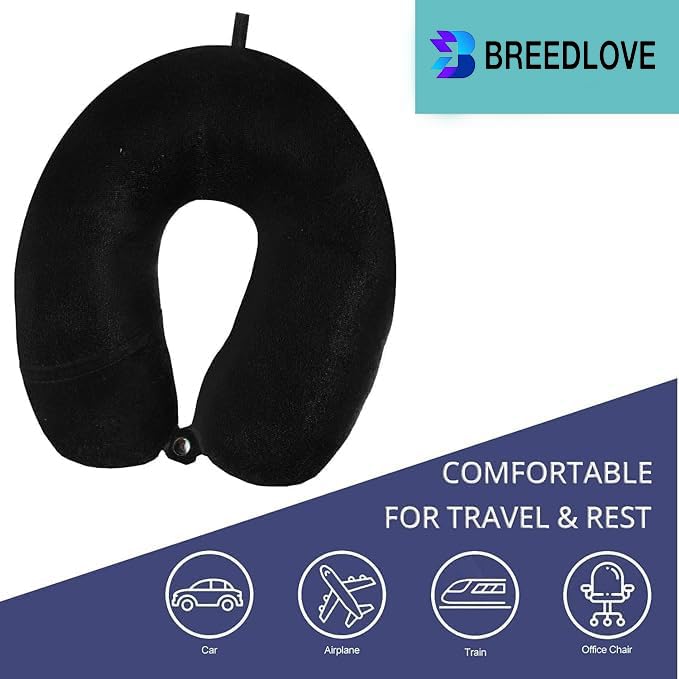 Breedlove Versatile Travel Neck Pillow - Ergonomic Neck Support for Airplane, Car & Office Use | Comfortable Memory Foam Neck Pain Relief | Perfect Travel Accessory for Long Flights, Road Trips & Napping
