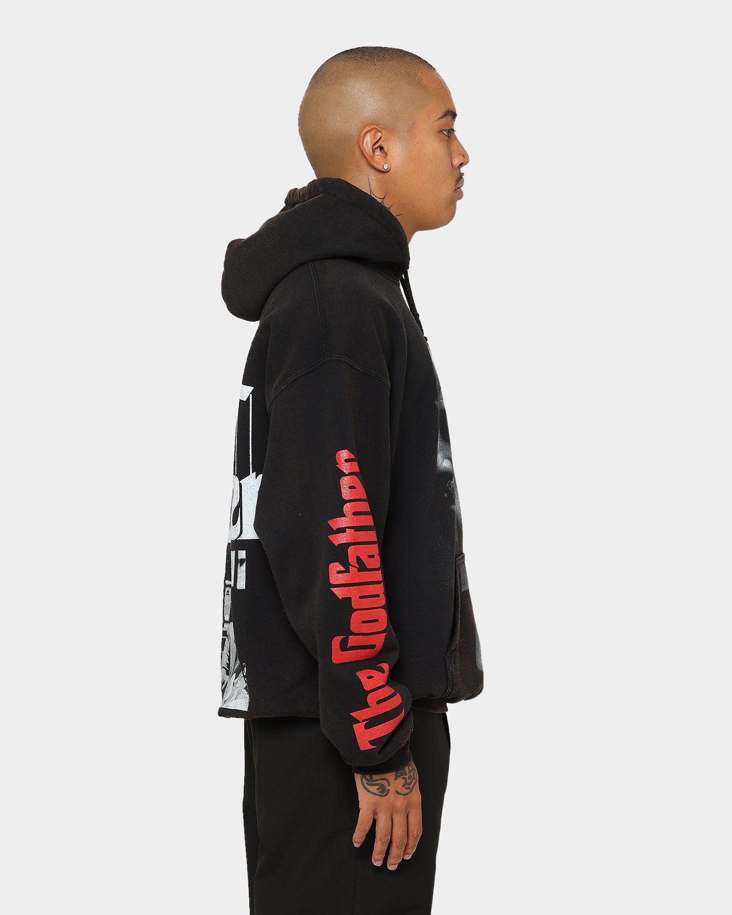 The Godfather Vintage Hoodie - Black Wash Distressed Cotton Pullover | American Thrift Retro Movie Merchandise | Perfect for Cosplay, Halloween & Gangster Theme Parties