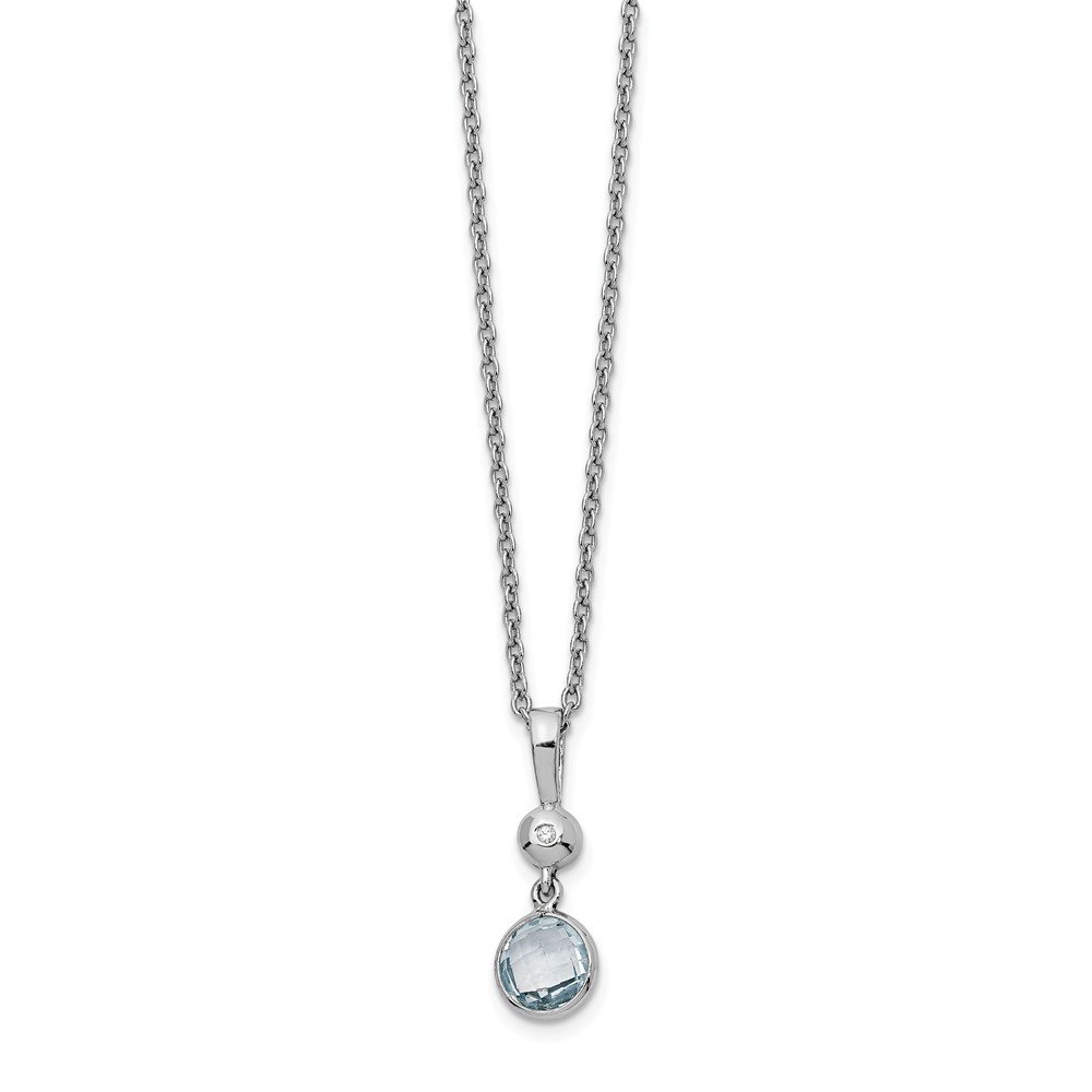 SS White Ice Blue Topaz and Diamond Necklace – Elegant 925 Sterling Silver Pendant for Women – Perfect for Weddings, Anniversaries & Special Occasions