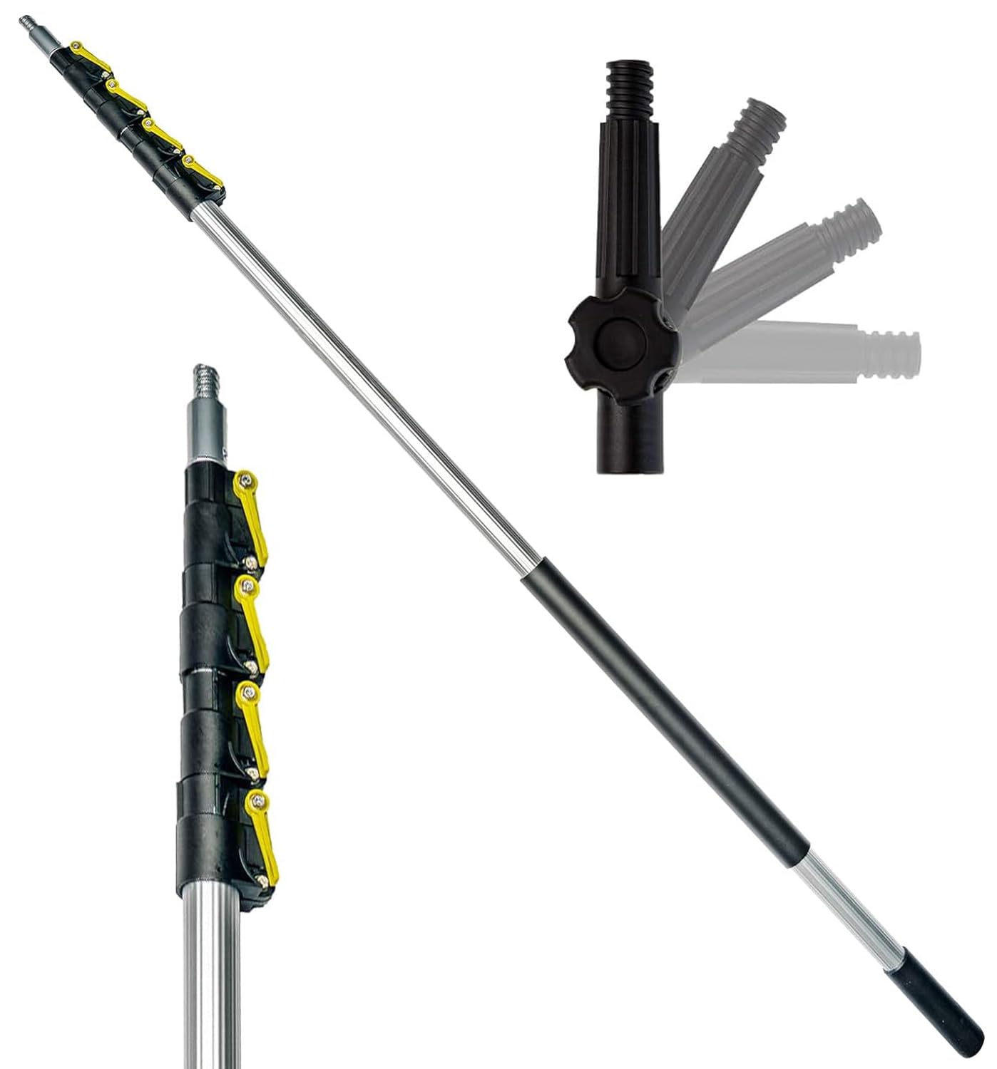 6-24 Ft Telescoping Extension Pole for Cleaning, Painting & Window Washing | Lightweight Aluminum Adjustable Pole for Feather Dusters, Squeegees & Paint Rollers | Indoor & Outdoor High Reach Cleaning Tool for Gutters, Ceilings & Hard-to-Reach Areas