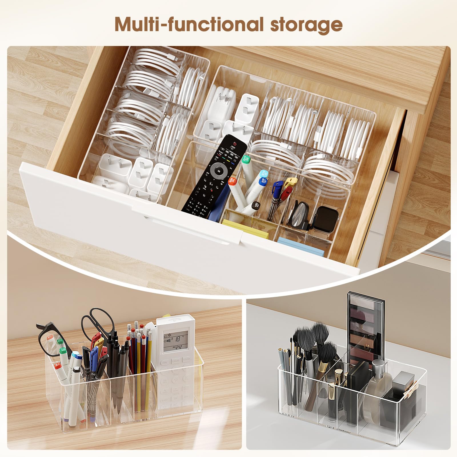 Premium Transparent Charger Cable Organizer Box - 1 Pack for Easy Cord Storage & Management | Perfect for Home, Office & Travel Accessories Organization