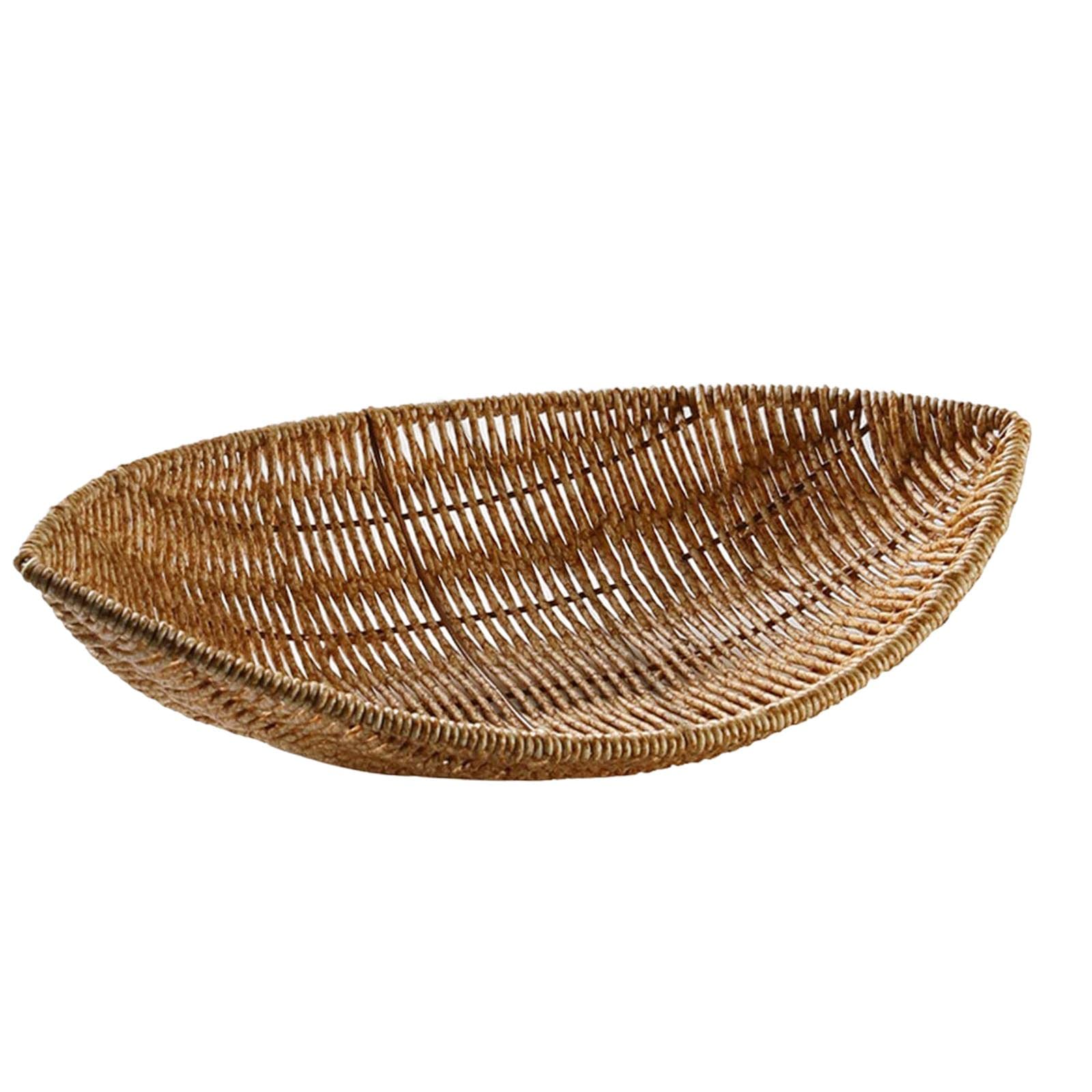 Bothyi Rustic Wicker Storage Basket - Natural Rattan Basket Tray for Organizing Fruits, Vegetables, Onions - Light Brown Home Decor for Kitchen, Dining Room & Farmhouse Style Decor