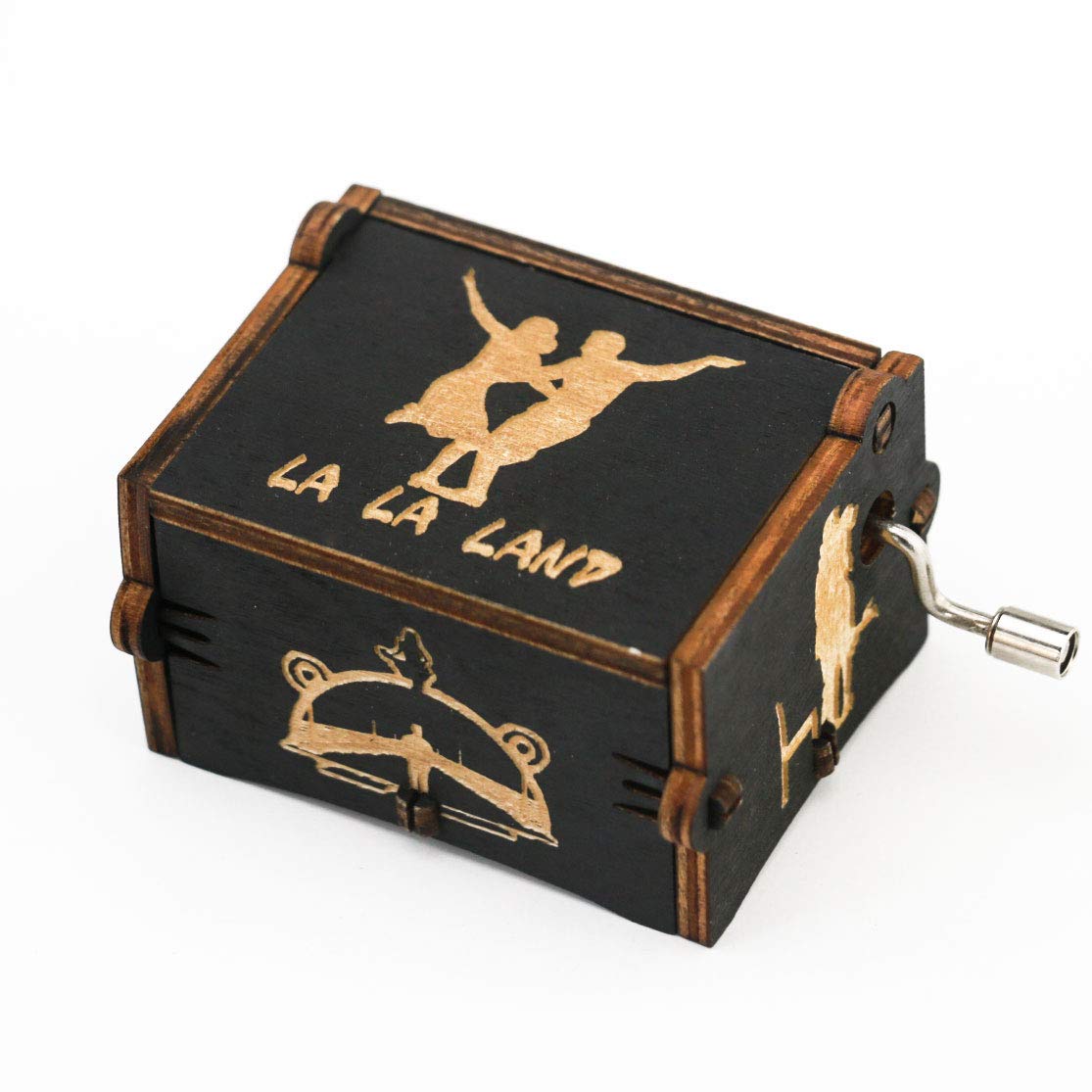 Lalaland Hand Crank Music Box - Wooden Carved Musical Gift Box Plays 'City of Stars' Song - Perfect for Romantic Gifts, Wedding Favors & Home Decor