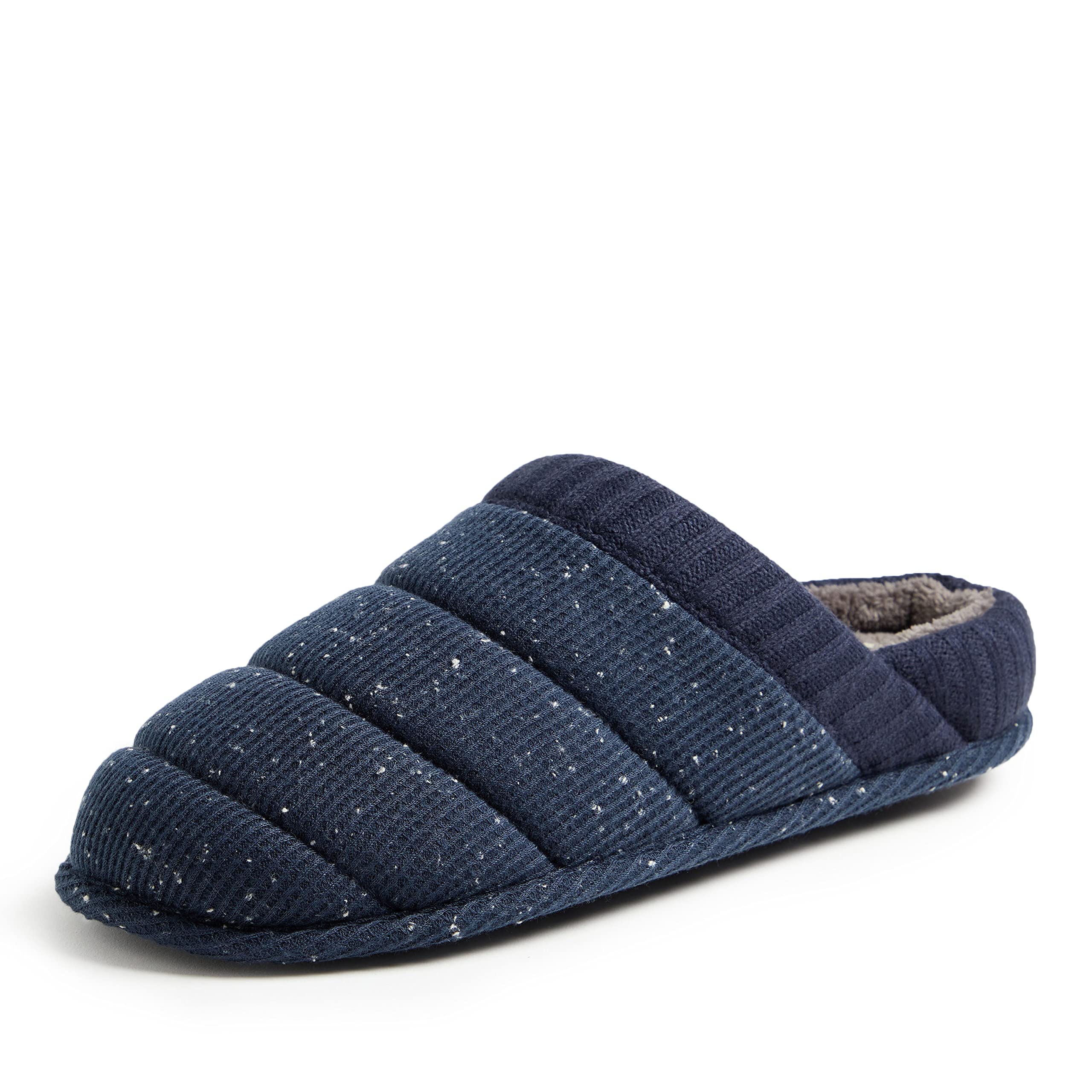 Dearfoams Men's Aiden Waffle Knit Clog Slippers - Comfortable House Shoes for Indoor & Outdoor Wear - Perfect for Lounging, Gardening and Quick Errands