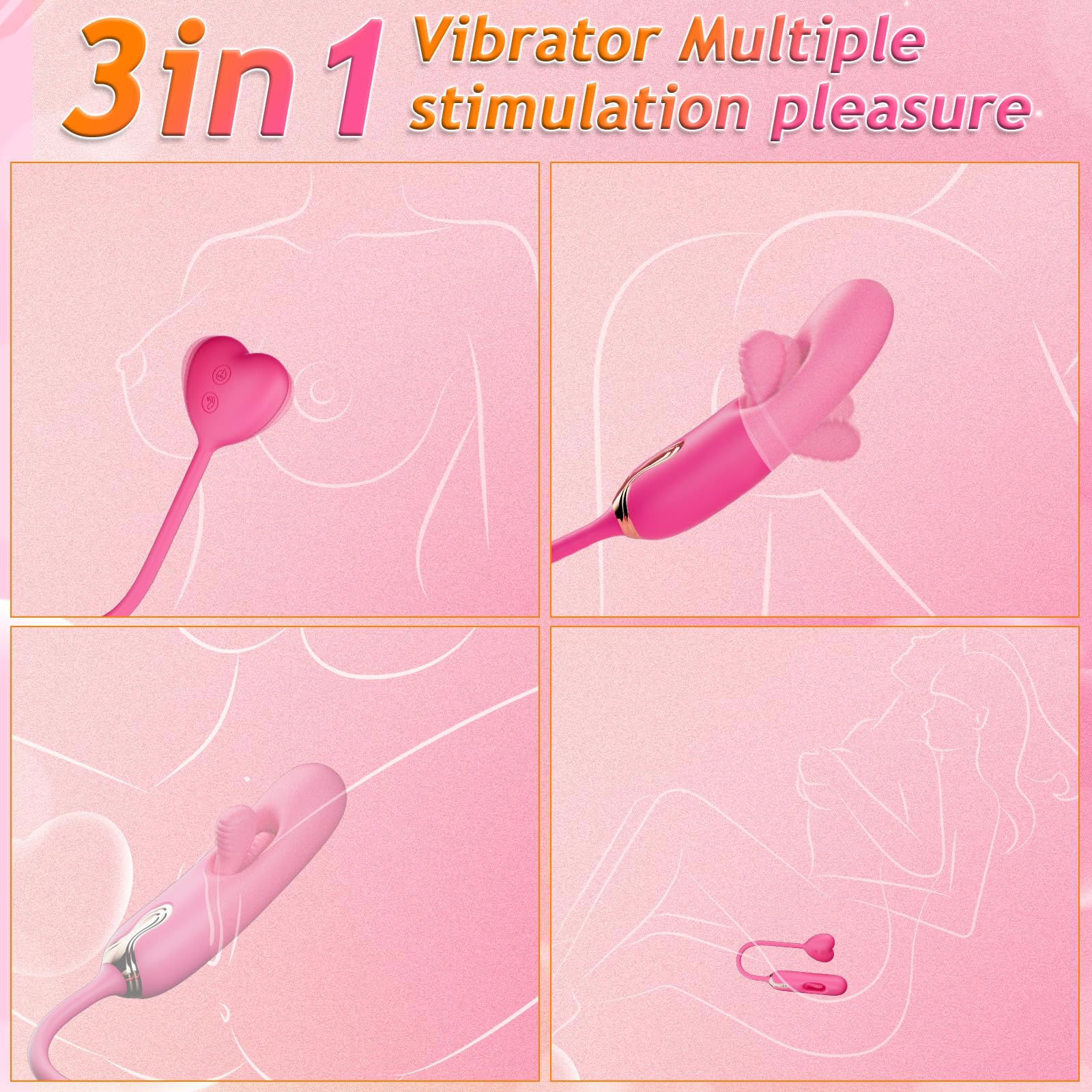 Premium G-Spot Vibrator for Women - 3-in-1 Clitoral Stimulator with 10 Vibration & 10 Tapping Modes, Body-Safe Silicone Adult Toy for Vaginal, Anal & Nipple Play | Perfect for Solo Pleasure, Couples Play & Sensual Exploration