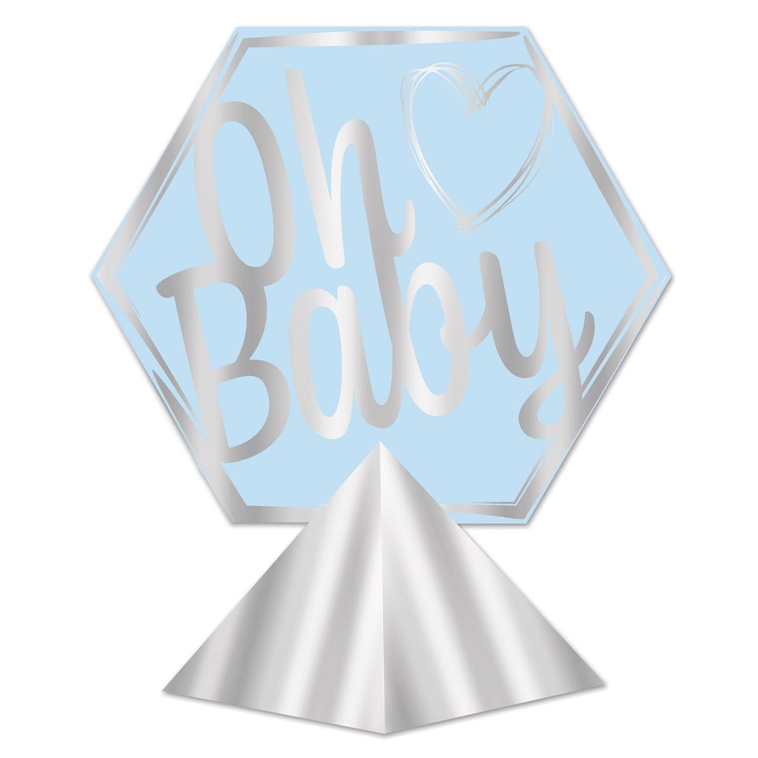 12-Pack Beistle 3D Foil Oh Baby Centerpieces for Boy Baby Showers - Perfect for Gender Reveal Parties, Nursery Decorations & Newborn Celebrations
