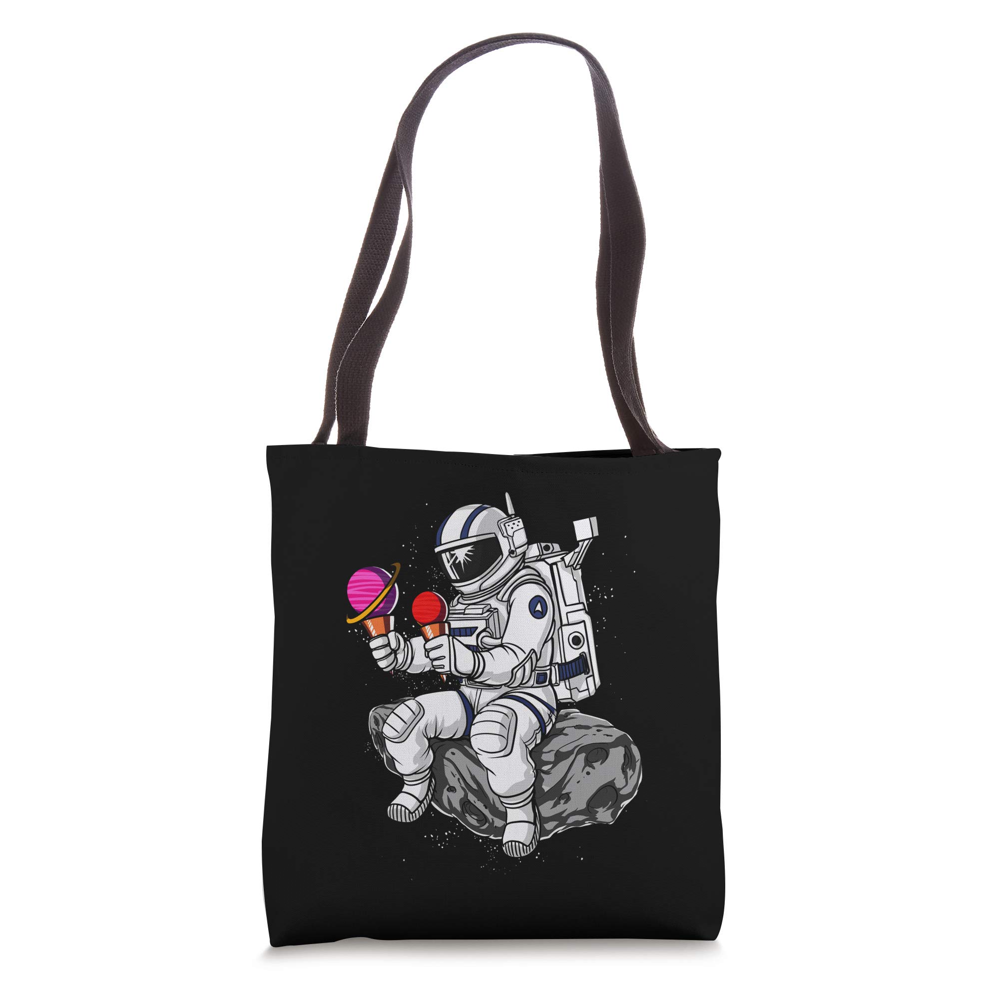 Space Astronaut Planets Ice Cream Cosmic Sci-Fi Tote Bag - Unique Galaxy Themed Reusable Shopping Bag for Sci-Fi Fans, Space Enthusiasts & Gift Giving