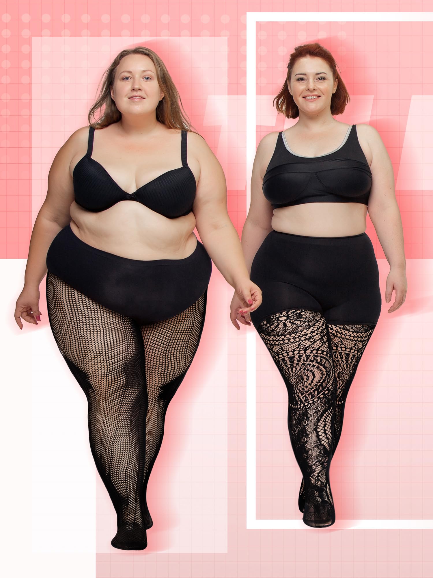Jadive 6 Pairs Women's Plus Size Fishnet Thigh High Stockings with Suspender Garter Belt - Sexy Lingerie Pantyhose Tights for Women | Perfect for Date Night, Cosplay & Boudoir Photography