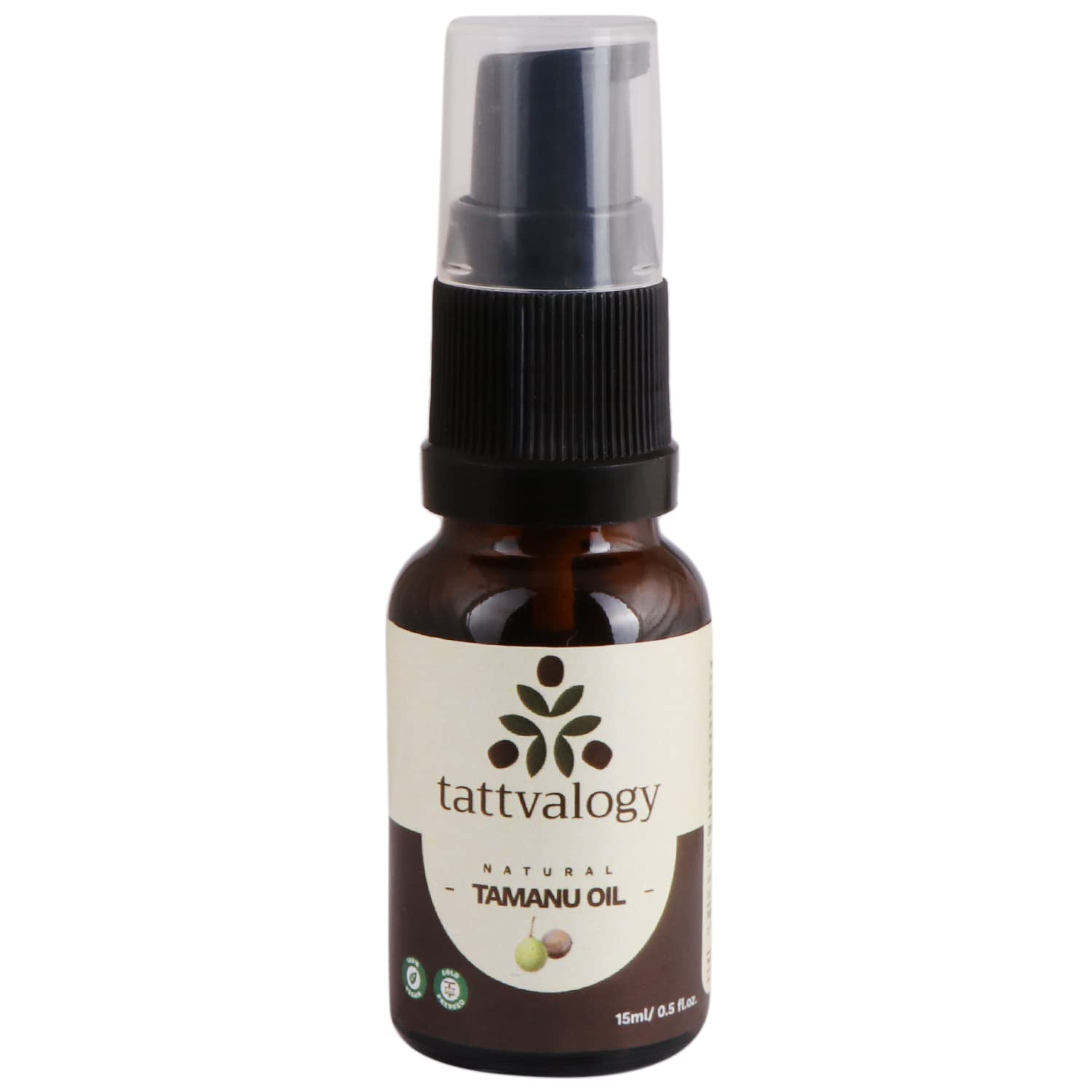 Tattvalogy 100% Pure Cold Pressed Unrefined Tamanu Oil for Face & Skin - Natural Treatment for Acne, Blemishes, Wrinkles & Hyperpigmentation - Organic Virgin Tamanu Oil from South India, Sri Lanka & Polynesia (15ml) - Perfect for Nighttime Skincare Routine & Spot Treatment