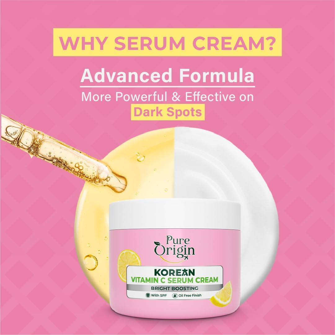 Korean Vitamin C Serum & Cream - Brightening Skincare for Glowing Face | Men & Women | Daily Use