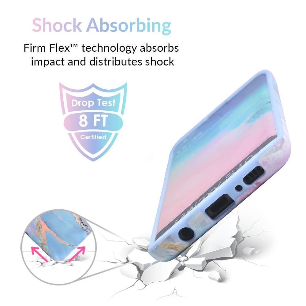 Holo Moonstone Marble Samsung Galaxy Phone Case - Protective Cover for Galaxy S21/S22/S23 Series - Stylish Glitter Design for Everyday Use & Special Occasions