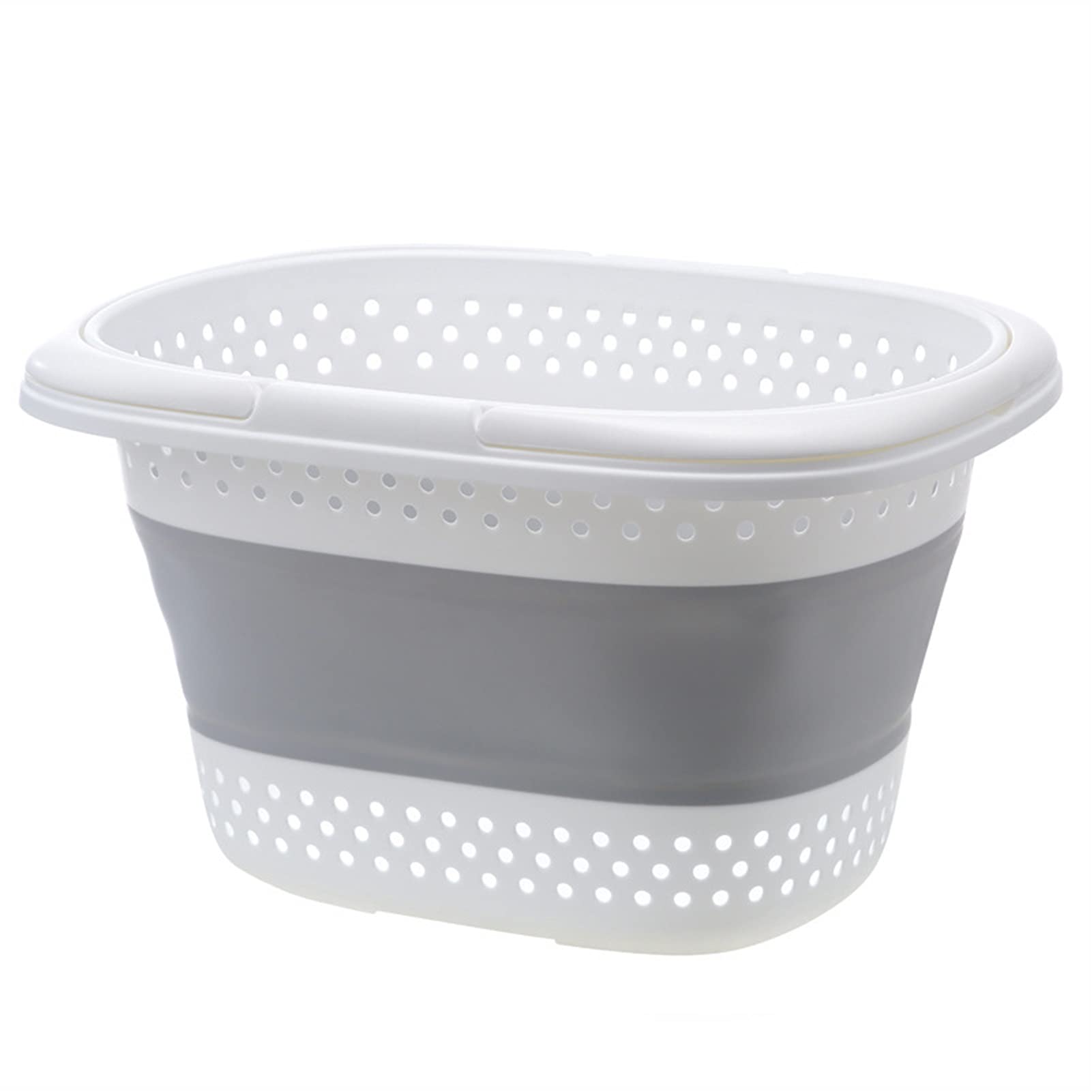 NFEGSIYA Foldable Plastic Laundry Basket with Handle - Wall Mount Bath Storage Organizer, Large Capacity for Clothes, Toys & Household Items - Light Grey (Perfect for Bathroom, Laundry Room & Kids Room Organization)