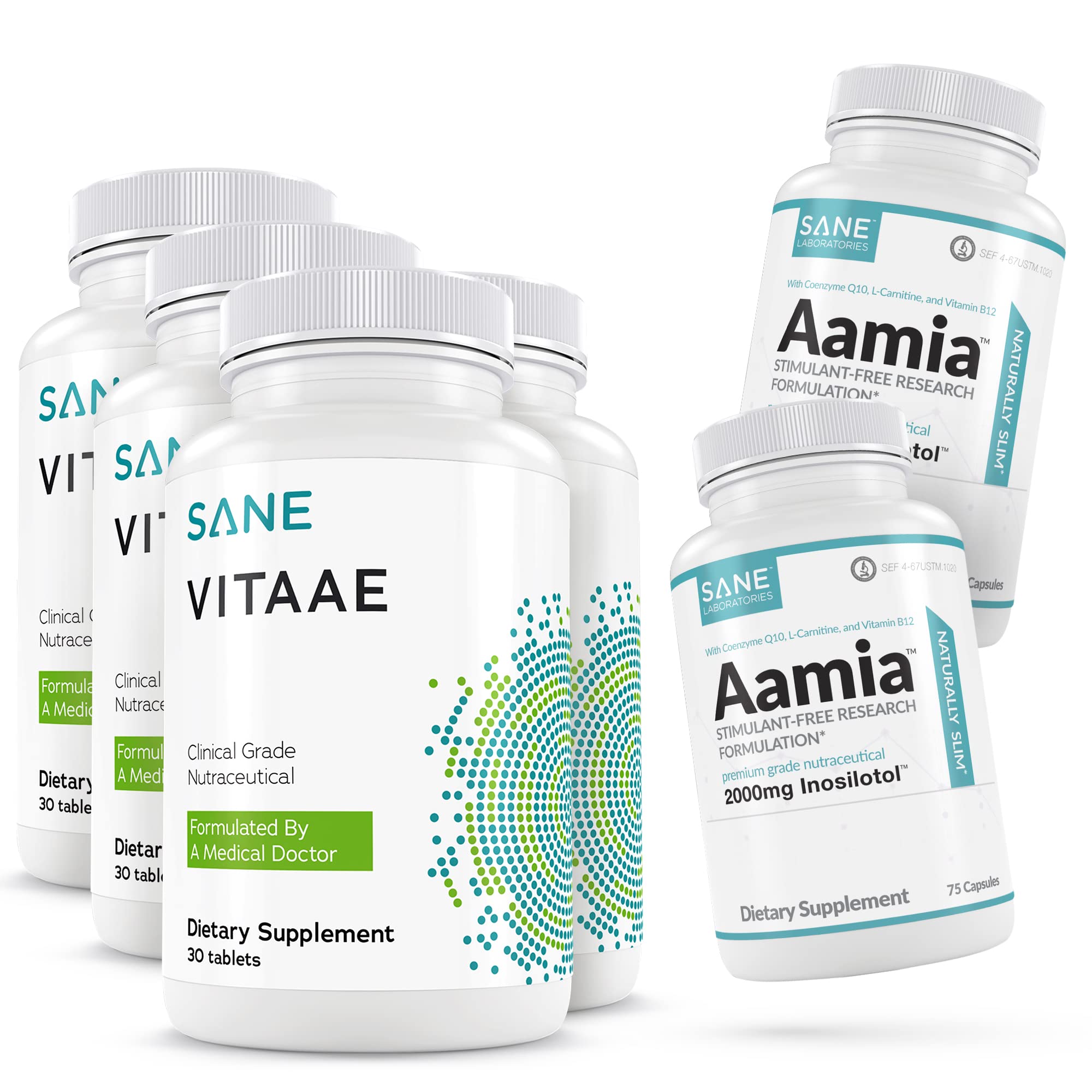 SANE Vitaae Brain Health & Memory Supplement - 2 Month Supply with Free Aamia Nootropic Pills | Cognitive Support for Students, Professionals & Seniors | Natural Focus & Mental Clarity Booster