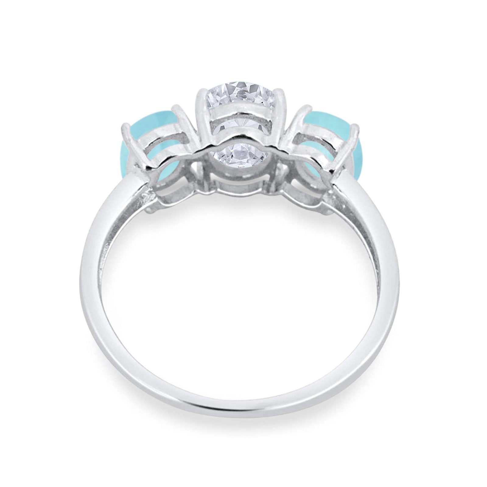 3 Stone Oval Created Opal Fashion Ring - 925 Sterling Silver Jewelry for Women - Perfect for Weddings, Parties & Everyday Wear