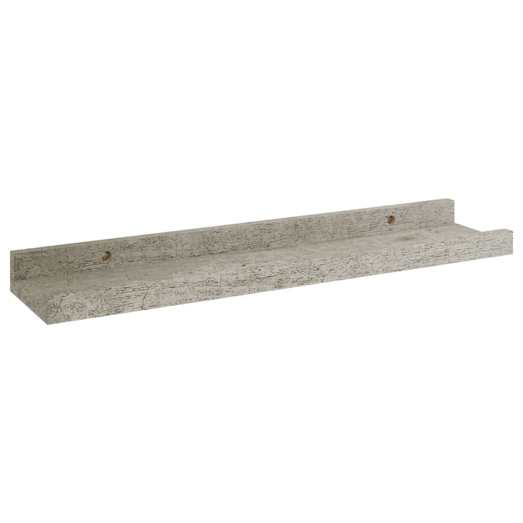 2 Pack Floating Wall Shelves - Modern Concrete Gray Bathroom & Bedroom Shelves (15.7