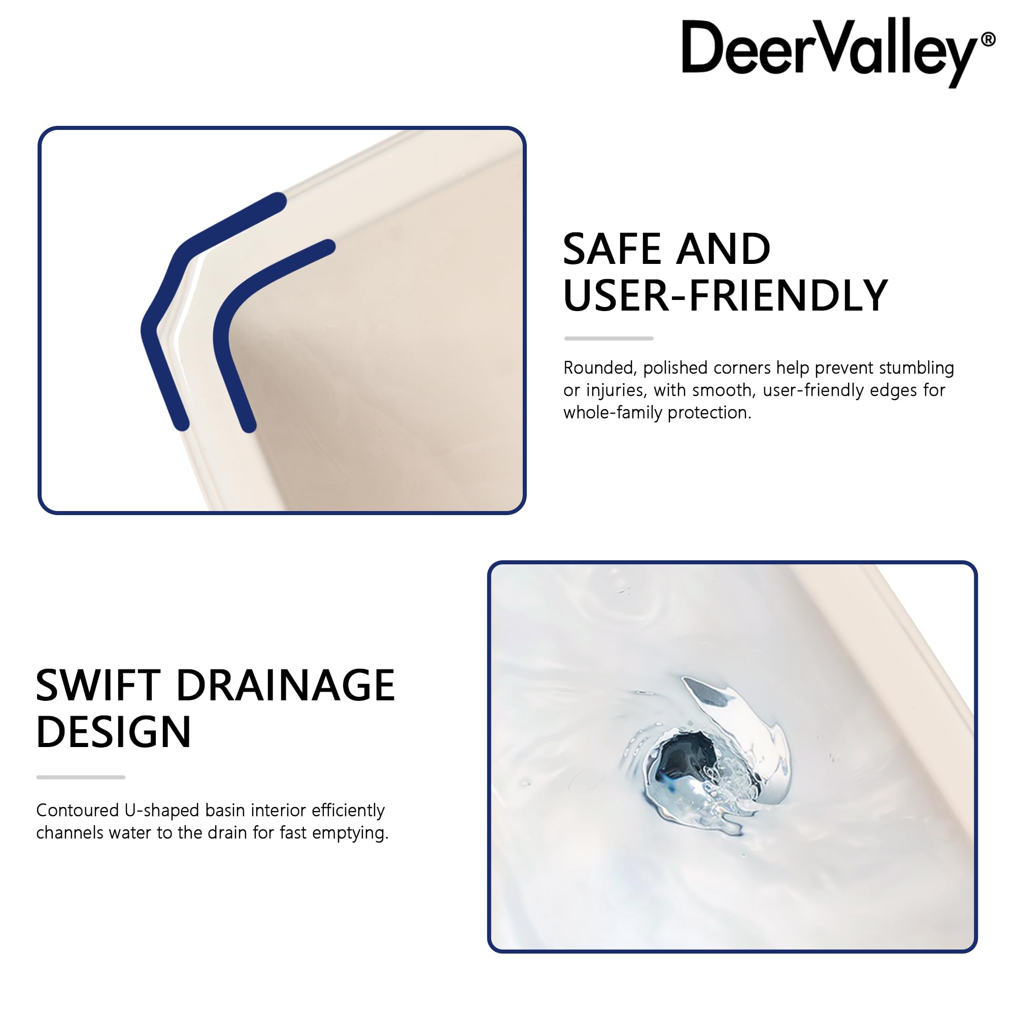 DeerValley 23x19 Inch Ceramic Pedestal Bathroom Sink with Overflow & 3 Faucet Holes - Modern Vanity Basin for Powder Room, Guest Bath or Master Bath Installation