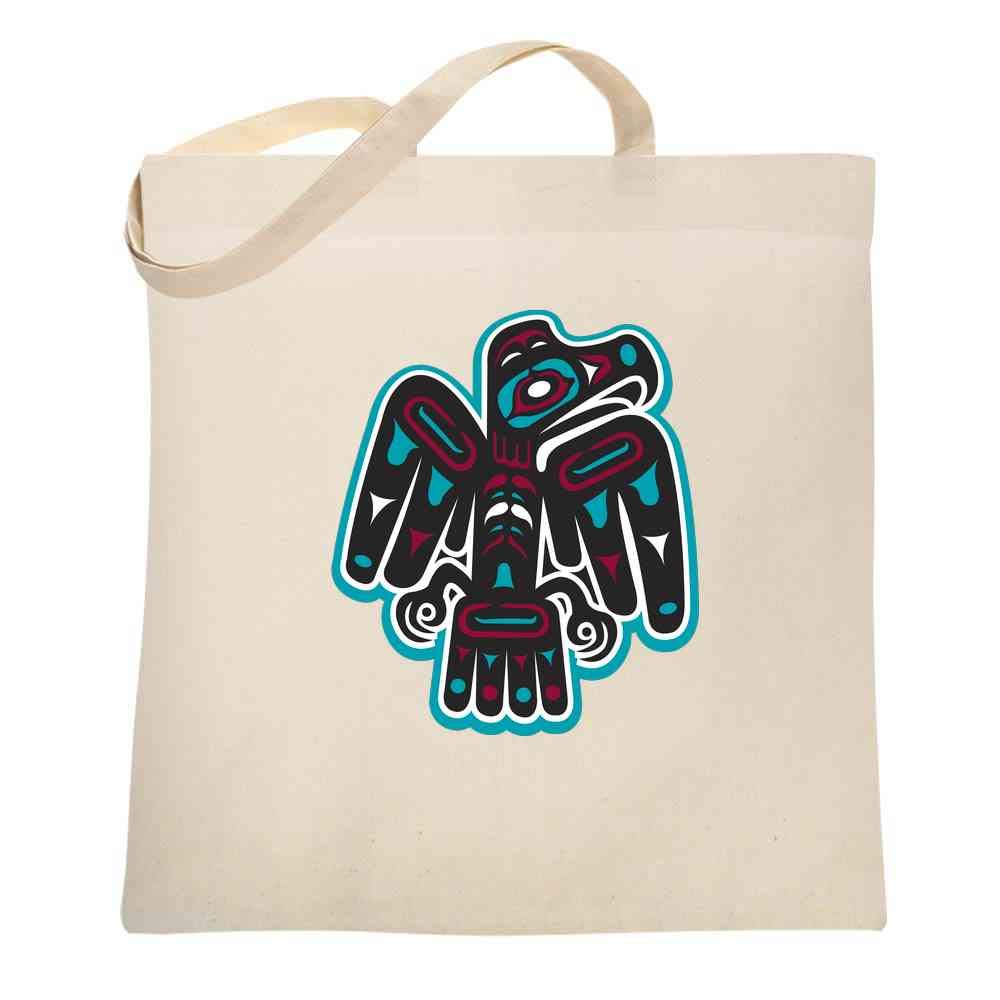 Native American Thunderbird Eagle Totem Symbol Art - Large 15x15 Inches Canvas Tote Bag for Women & Men | Eco-Friendly Reusable Shopping Bag for Groceries, Beach, Work & Travel