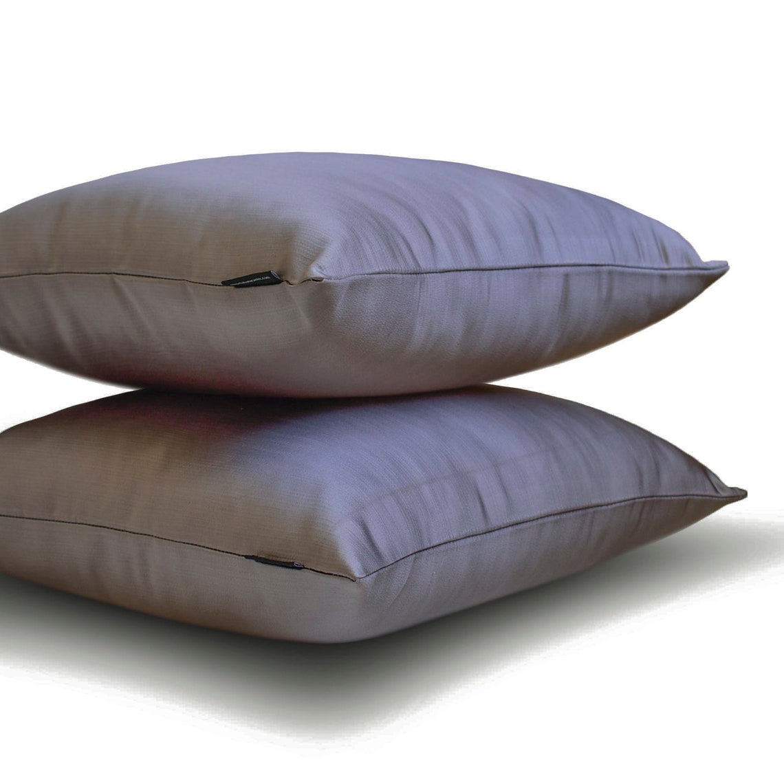 Ash Purple Slub Satin Lumbar Pillow Cover - Elegant Decorative Cushion Case for Sofa, Bed & Home Decor