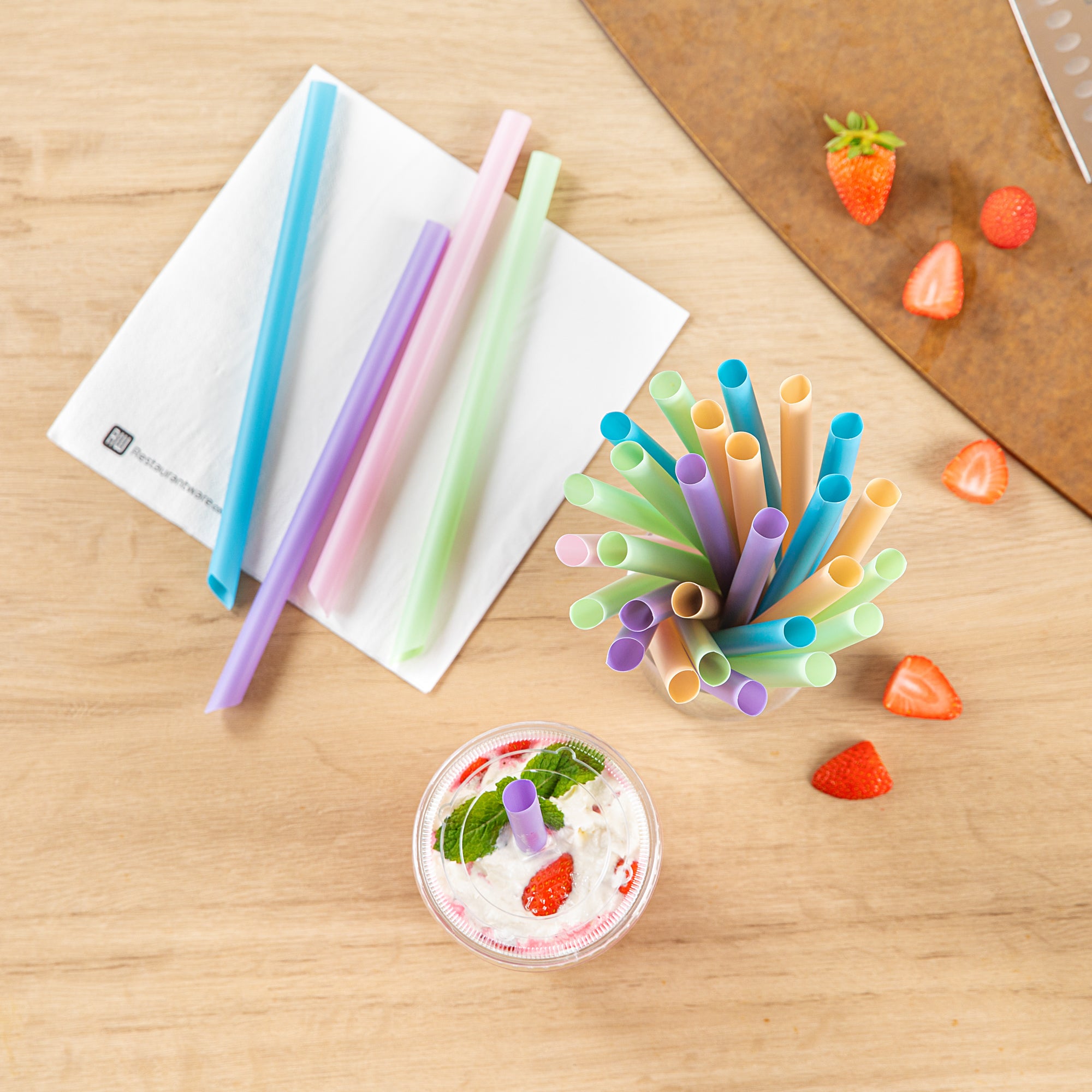 Eco-Friendly PLA Plastic Straws - Compostable, Pointed Tip, 100 Count Bulk Box | Perfect for Parties, Restaurants & Sustainable Living